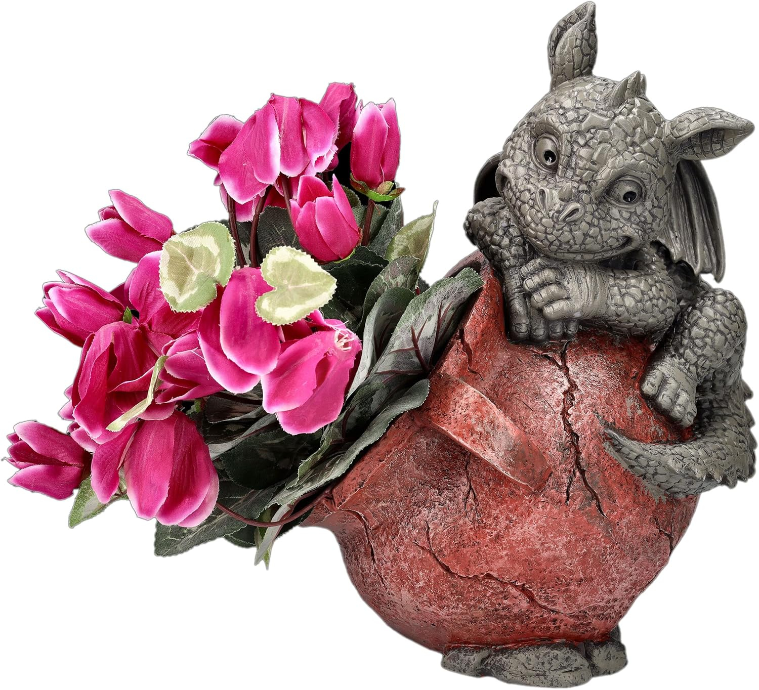 Playful Garden Dragon Planter Garden Display Decorative Accent Sculpture Stone Finish 10 Inch Tall