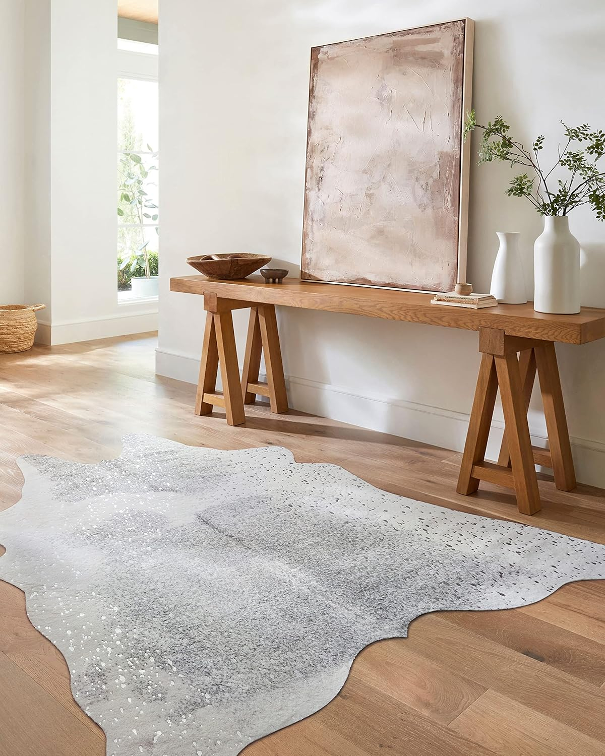 Loloi II Bryce Faux Cowhide Grey / Silver Area Rug