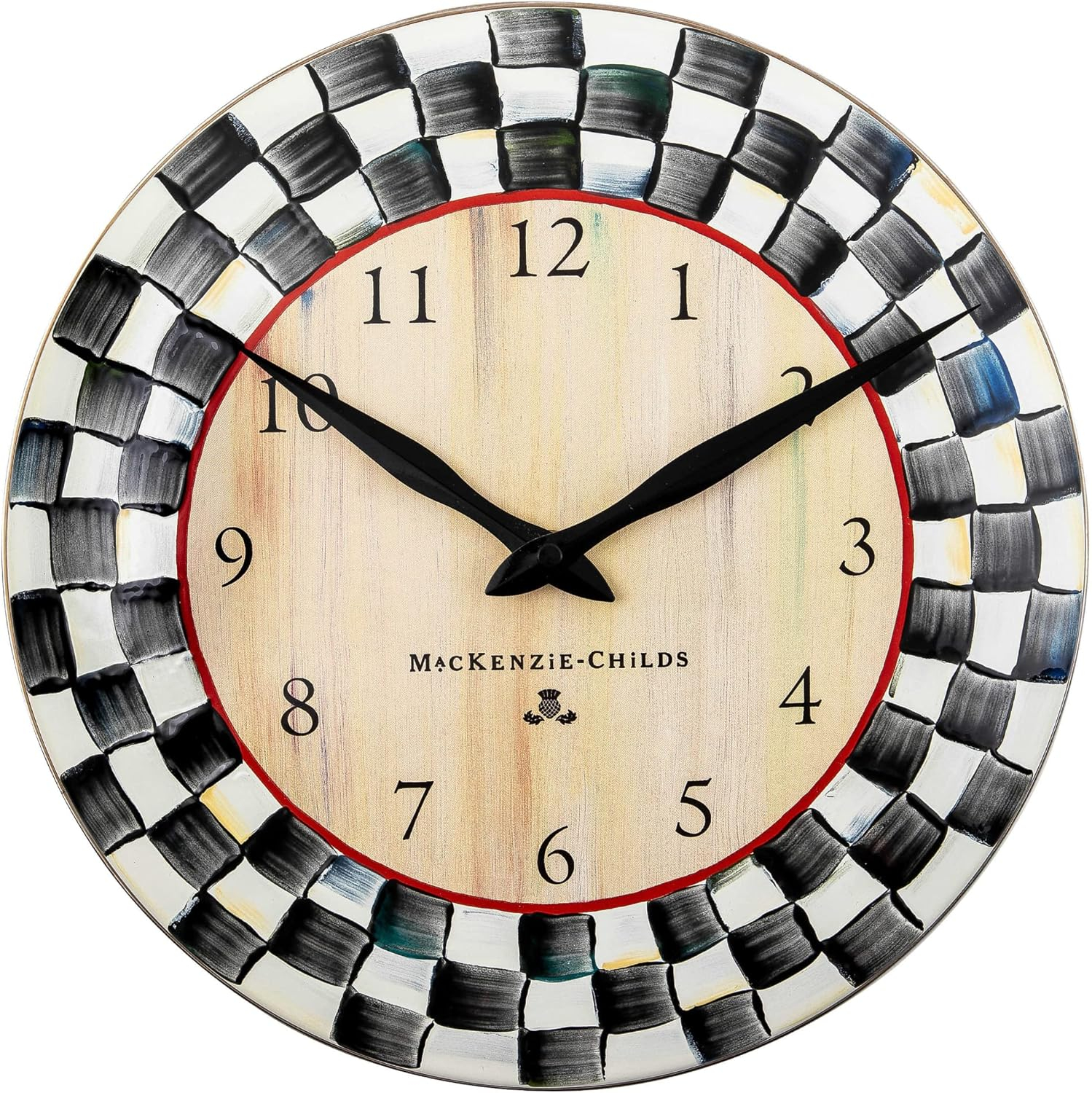 Black-and-White Courtly Check Hand-Painted Steel Wall Clock