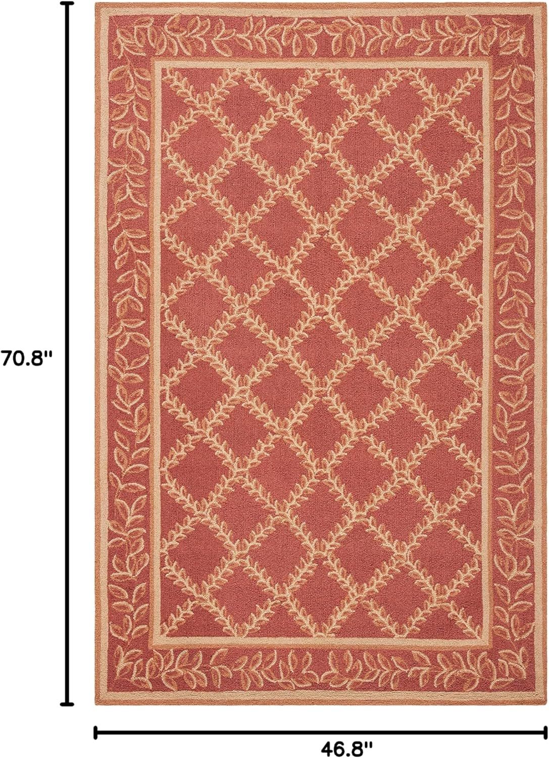 SAFAVIEH Chelsea Alecia Geometric Borders Wool Area Rug, Rust/Gold, 3'9" x 5'9"