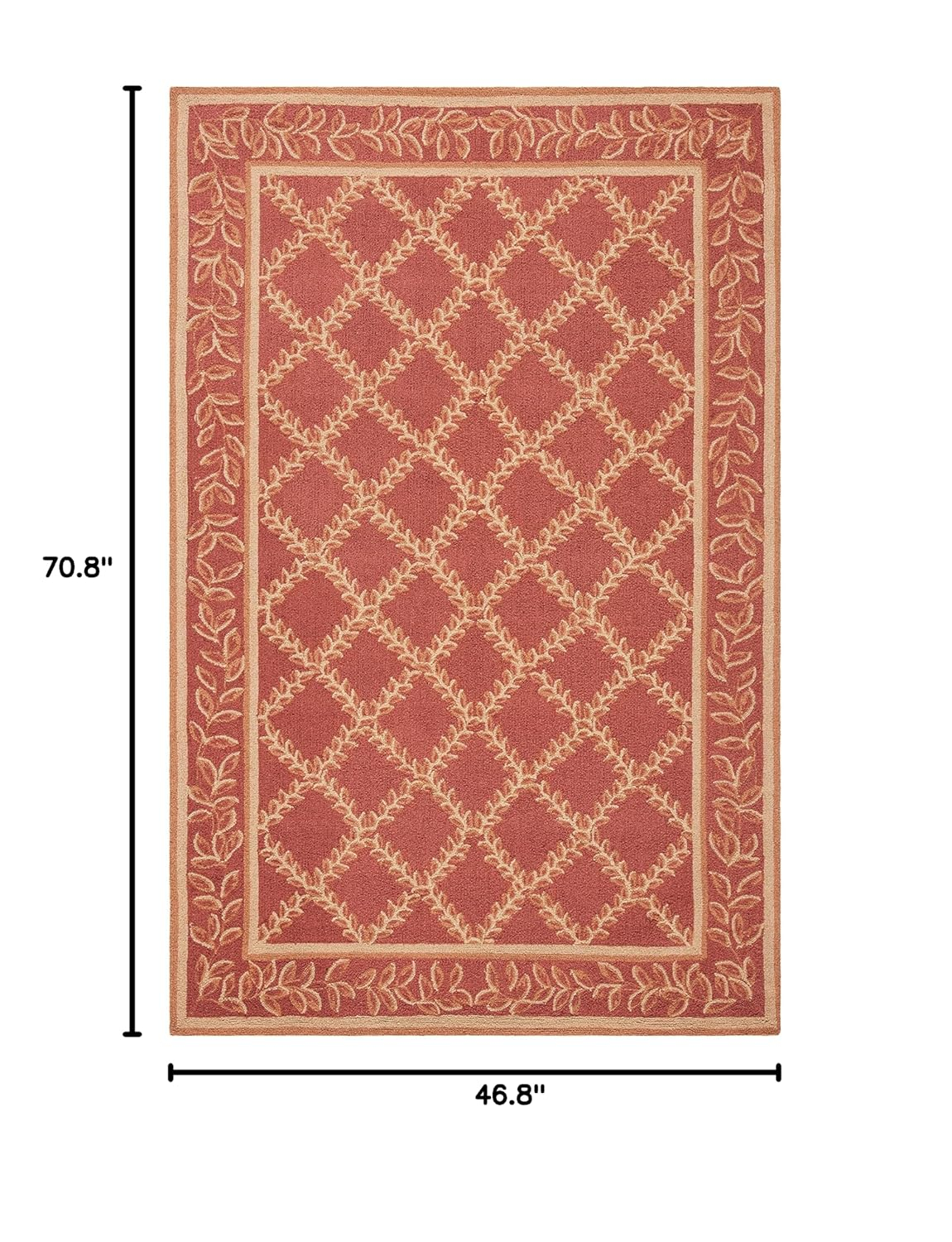 SAFAVIEH Chelsea Alecia Geometric Borders Wool Area Rug, Rust/Gold, 3'9" x 5'9"