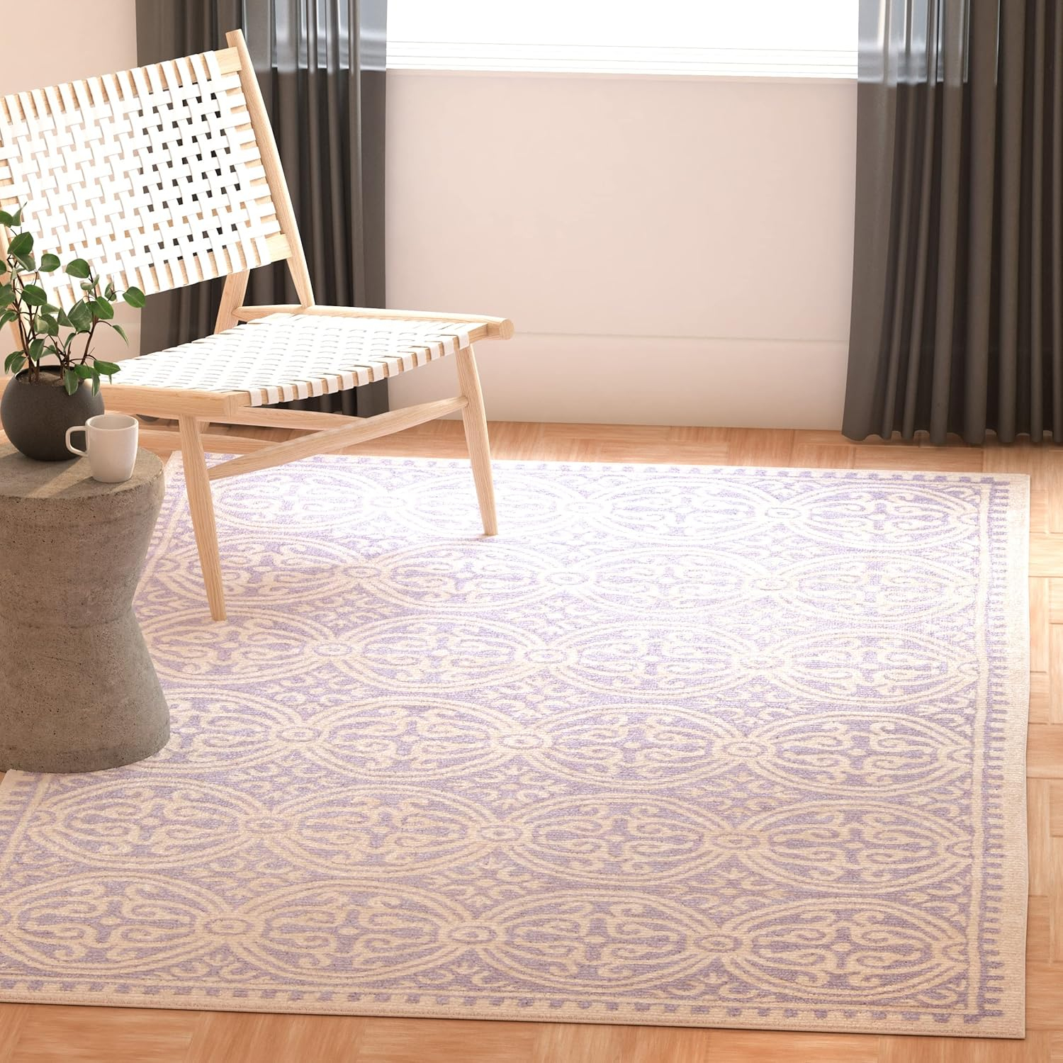 SAFAVIEH Cambridge Leslie Geometric Wool Area Rug, Lavender/Ivory, 3' x 5'