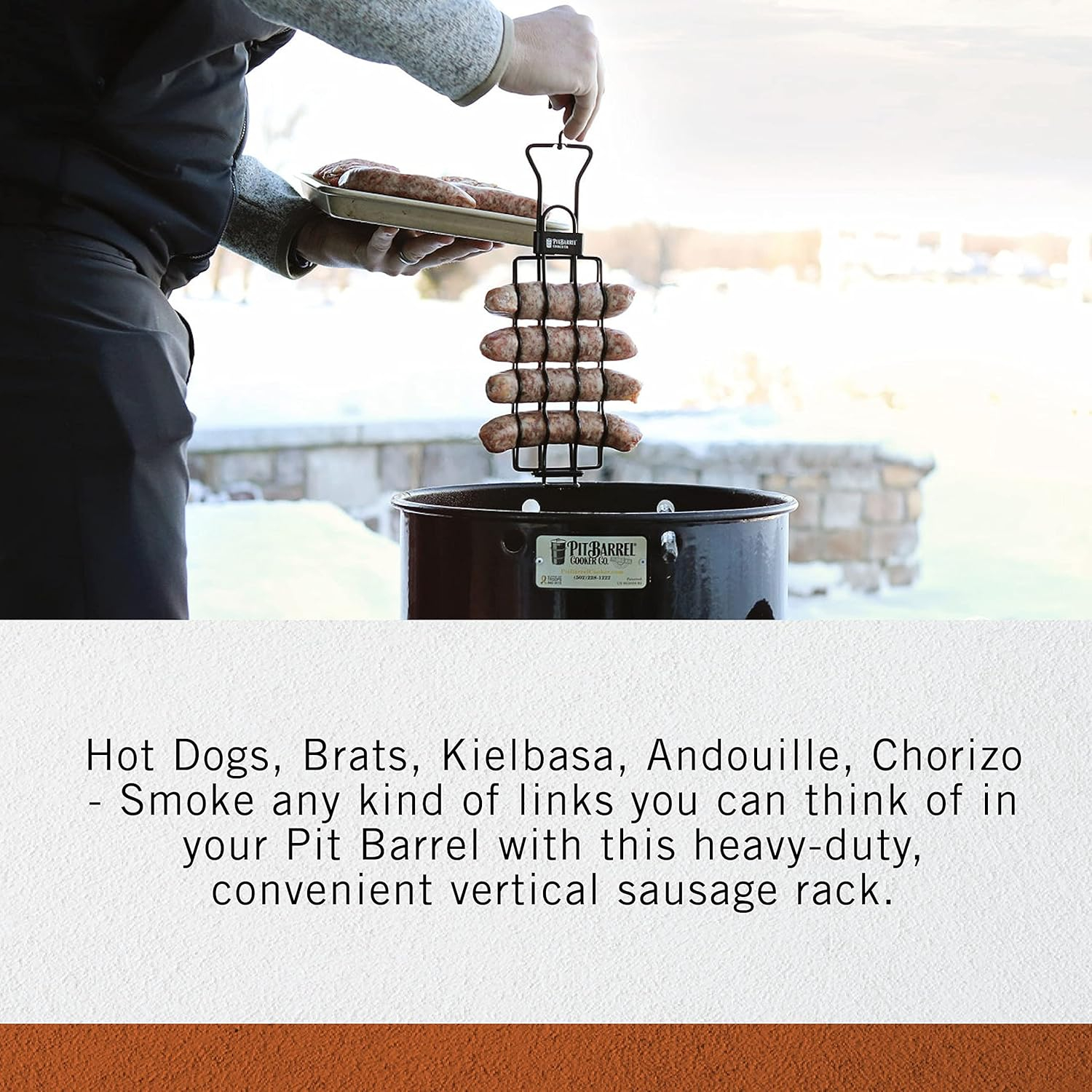 Pit Barrel Cooker Sausage Hanger | Grill Meat and Hang Sausauges Simultaneously | Barrel Smoker Hanger Grill Basket for Brats, Hotdogs, Chorizo, and Sausages