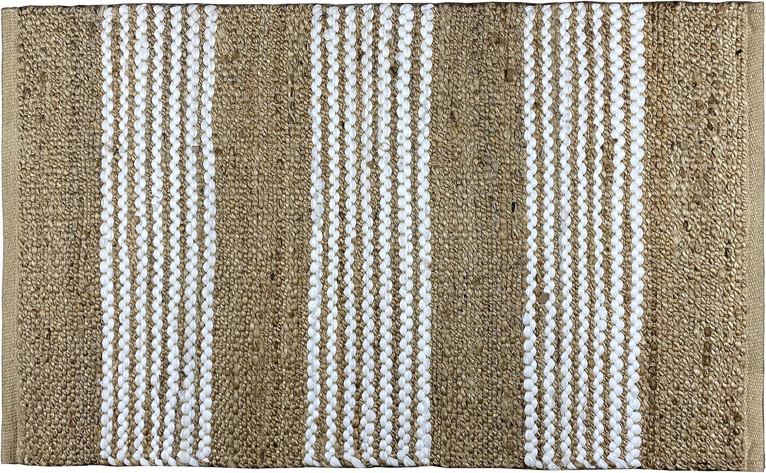 Lucky Brand – Jute Rug | Lolita Chevron Motif | Rectangular Accent Rug | 100% Natural Jute Fiber | Premium Home Décor | Measures 2'3" X 3'9" | Natural/White/Denim