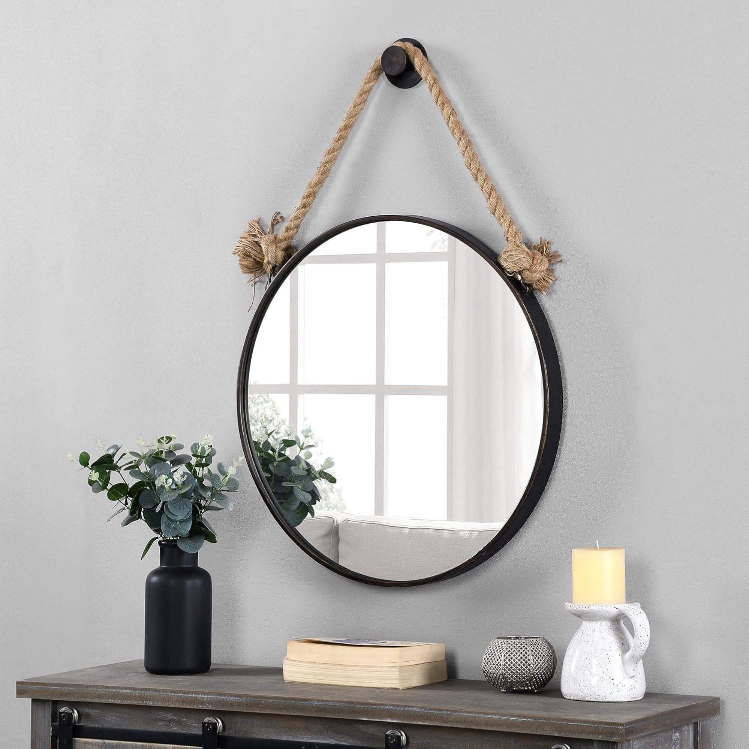 FirsTime & Co. Bronze Dockline Wall Mirror, Coastal, Round, 22 x 2 x 33.5 in