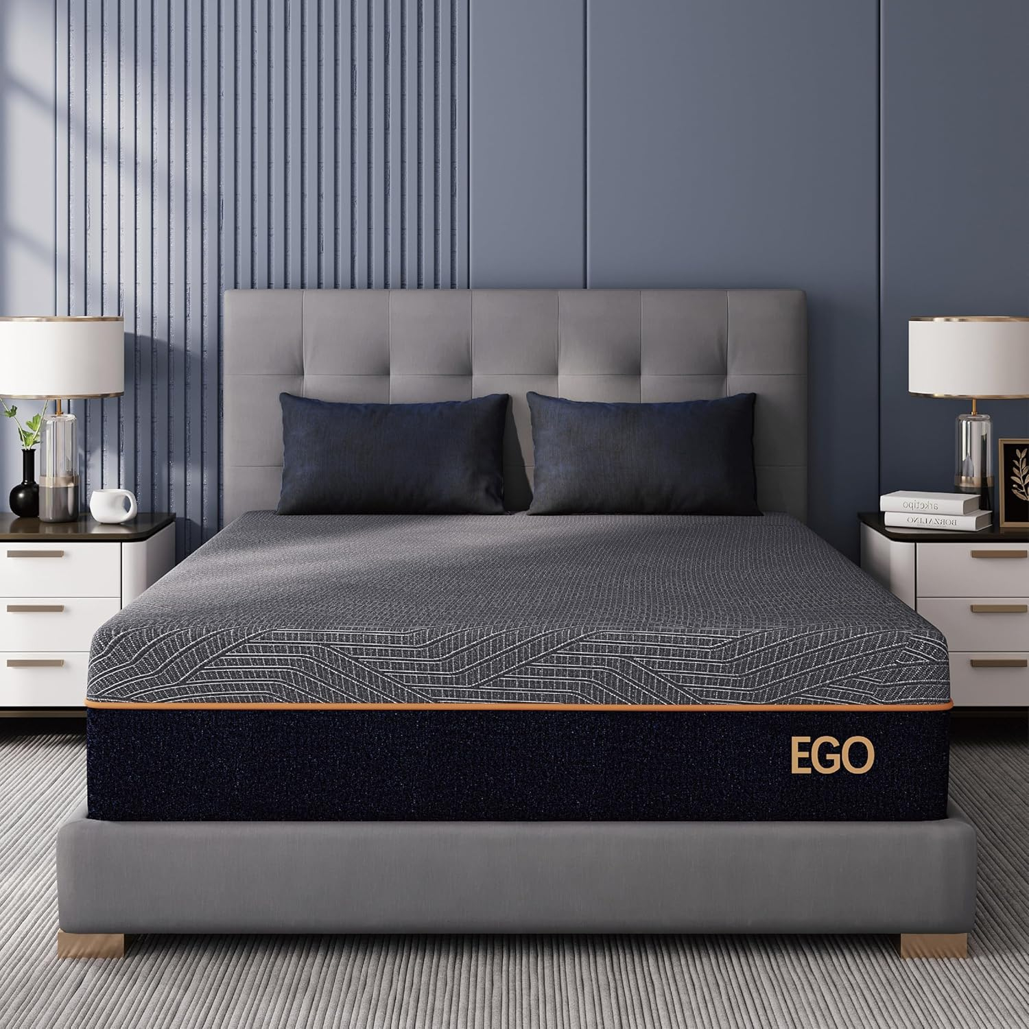 MLILY Ego Black 12 inch King Mattress in a Box, Gel Memory Foam Mattress, Medium