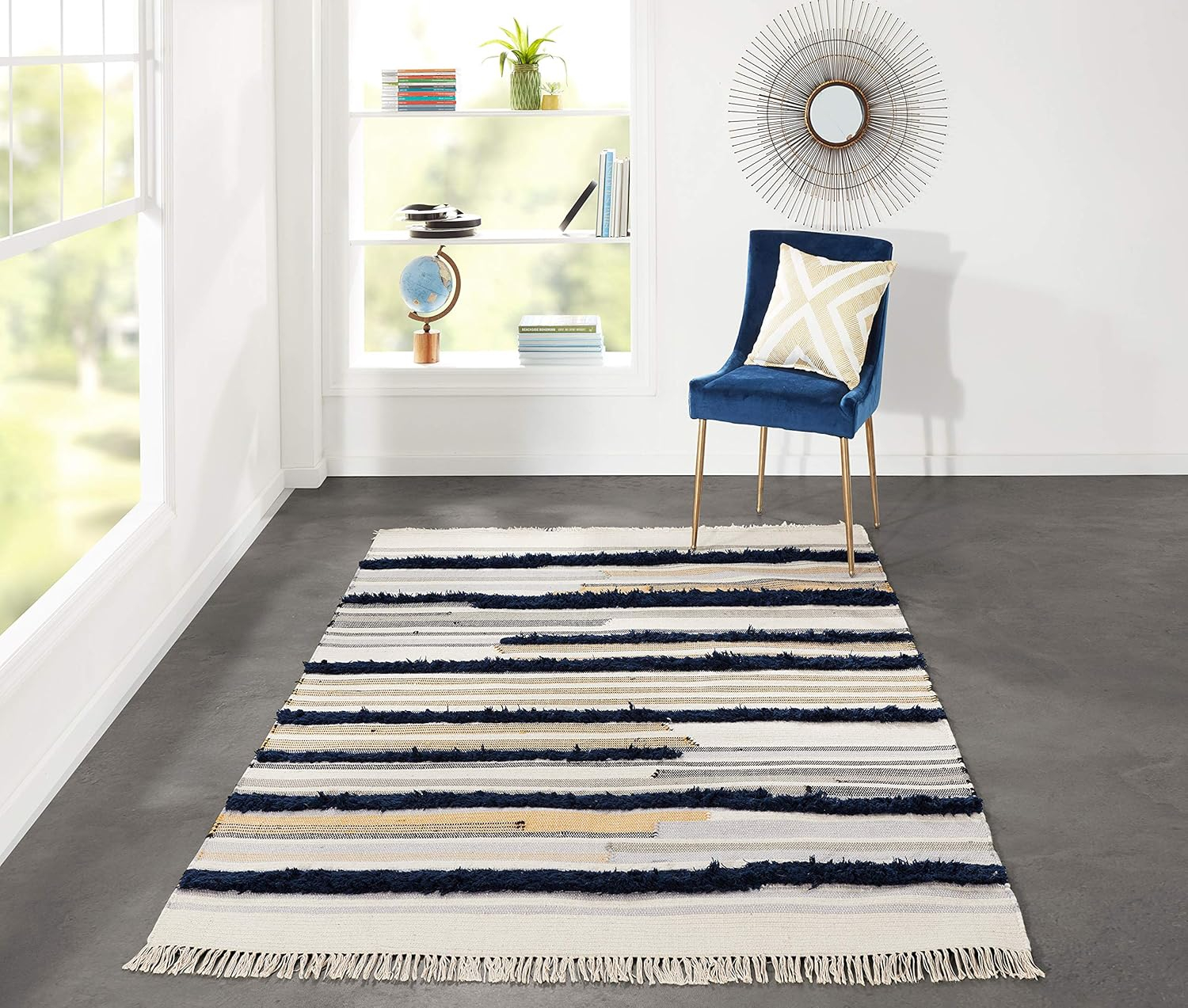 Novogratz Contemporary Rectangle Area Rug, Navy, 3' X 5'