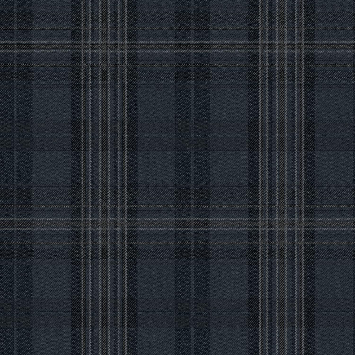 Austin Navy Blue and Light Blue Plaid Prepasted Wallpaper