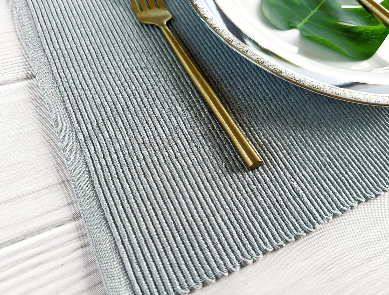Gray Ribbed Placemat Set of 6