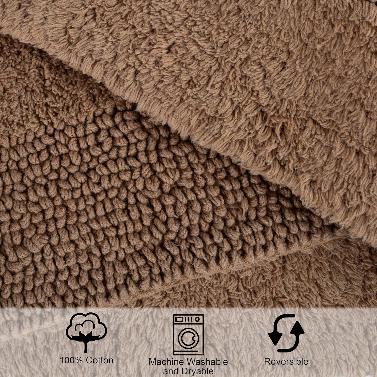 Bathroom Rugs - 2-Piece Cotton Bathroom Mat Set - Machine Washable Bath Mats for Bathroom, Kitchen, or Laundry Room by Lavish Home (Taupe)