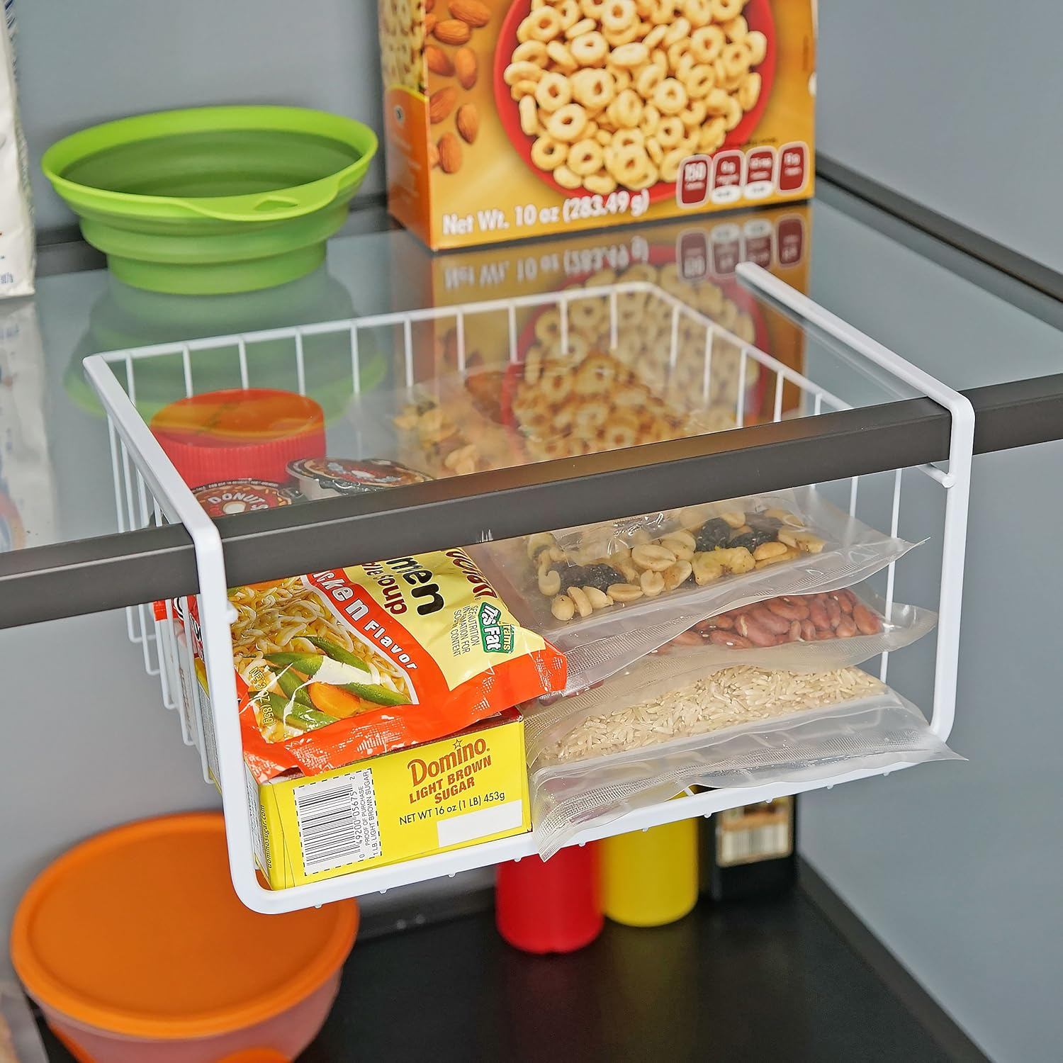White Wire Under-Shelf Storage Basket, 10-Inch – Durable Organization Solution for Kitchen, Pantry, and Closet