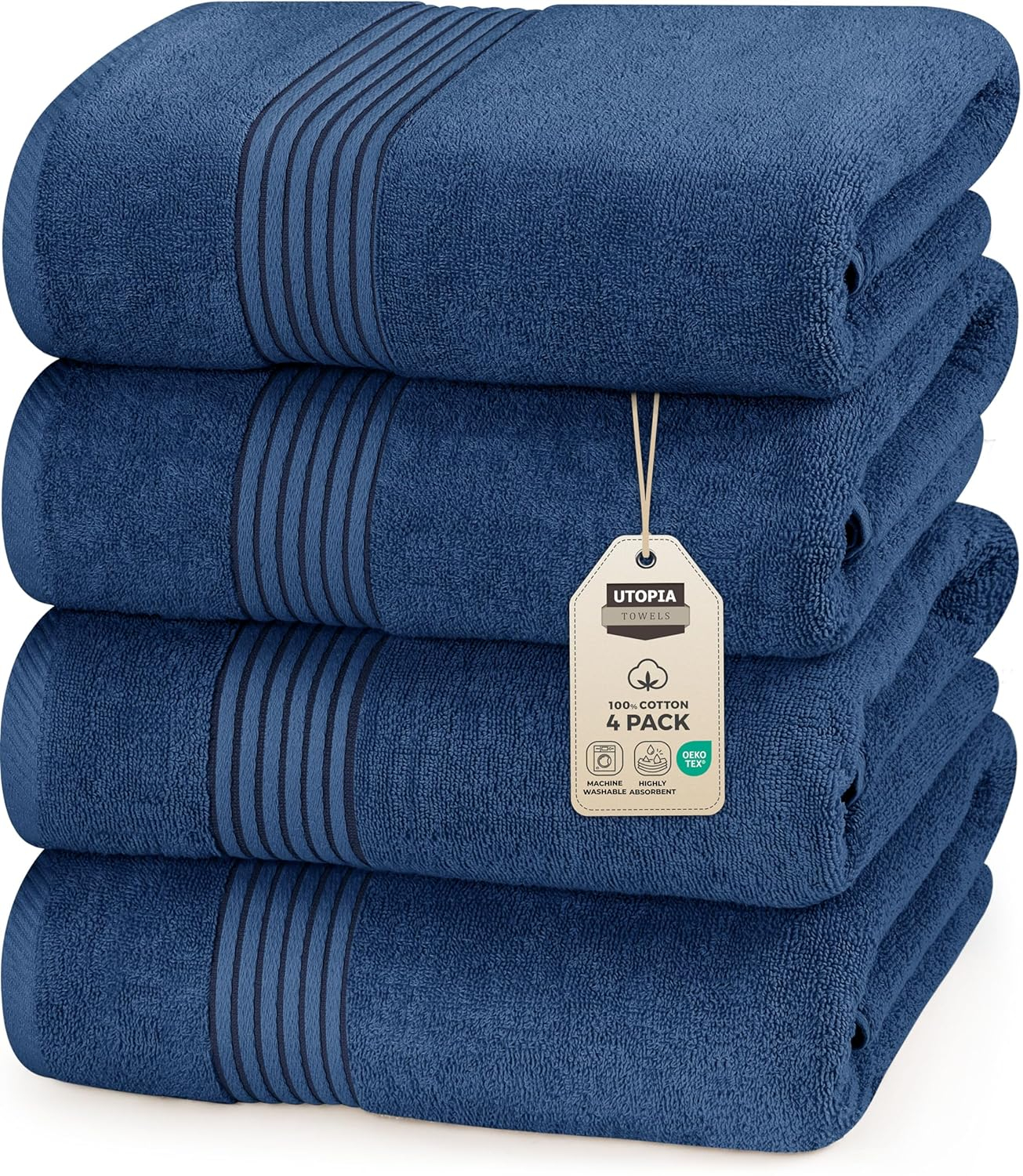Utopia Towels - Bath Towels Set, Navy Blue - Luxurious 700 GSM 100% Ring Spun Cotton - Quick Dry, Highly Absorbent, Soft Feel Towels, Perfect for Daily Use (Pack of 4)