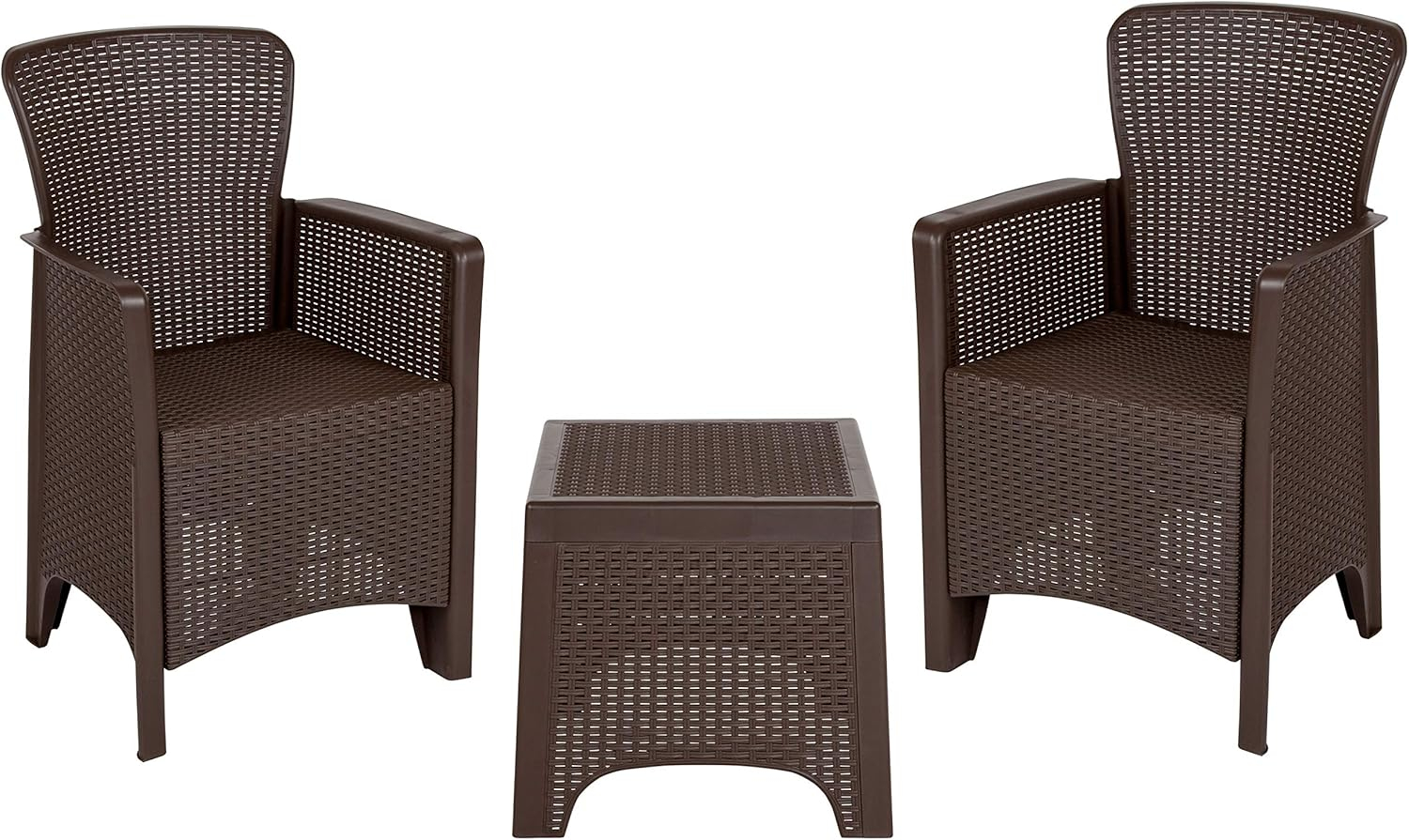 Chocolate Brown Resin Faux Rattan 2-Person Patio Set