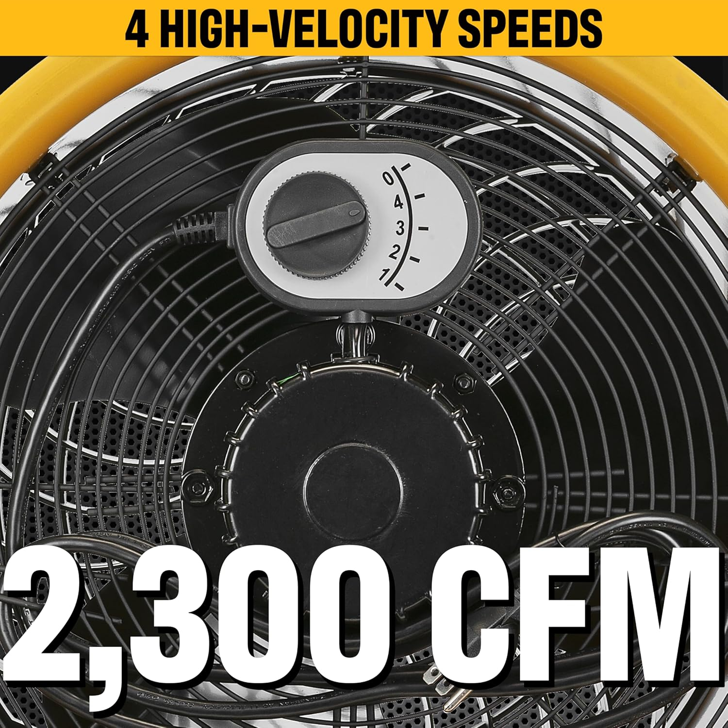 Yellow Industrial High Velocity Floor Fan with Aluminum Blades