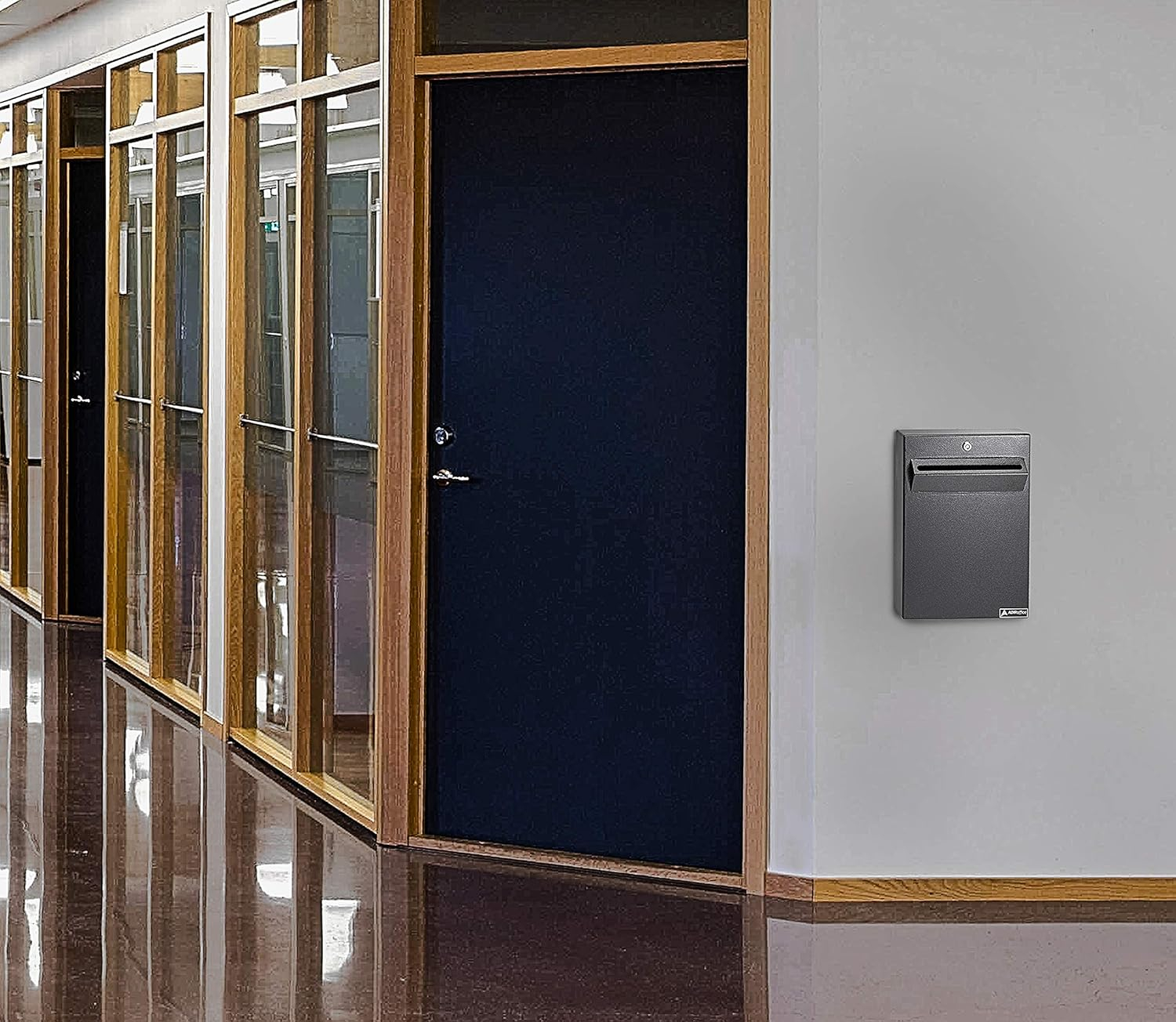 AdirOffice Metal Locking Mailbox with Post Outdoor, Mailboxes for Outside Wall Mount Large with Key Lock, Black