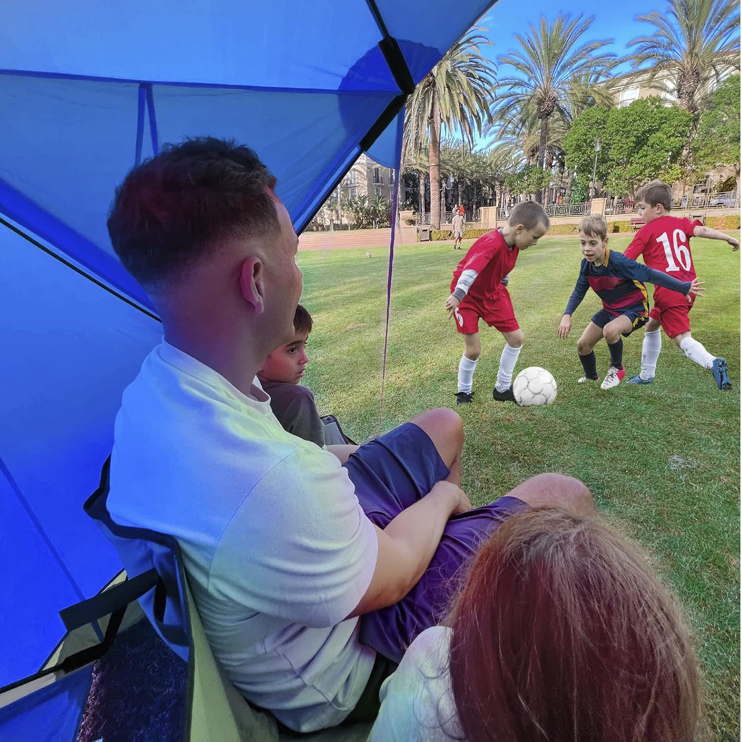 CoverU Sports Tent Pod SUN Protection – Pop Up 2 Person Hot Climate Canopy Shelter – Patent Pending - BLUE