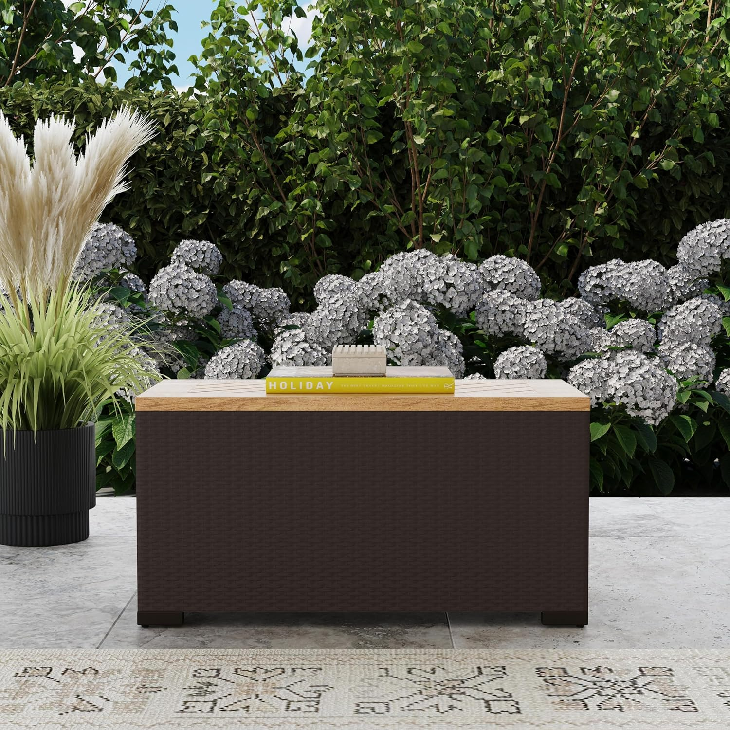 Palm Springs Brown Outdoor Storage Table
