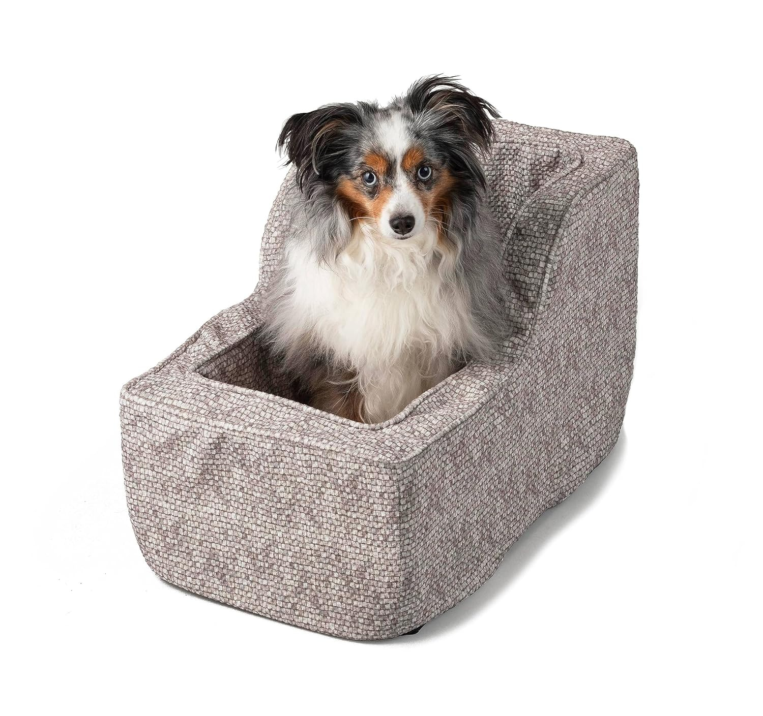 Snoozer Large High Back Console Dog Car Seat Travel Dog Bed Carrier for Dogs up to 12lbs, Provides Safe Pet Travel with Dog Car Seat Belt Harness Strap, Removable Machine Washable Merlin Linen Cover