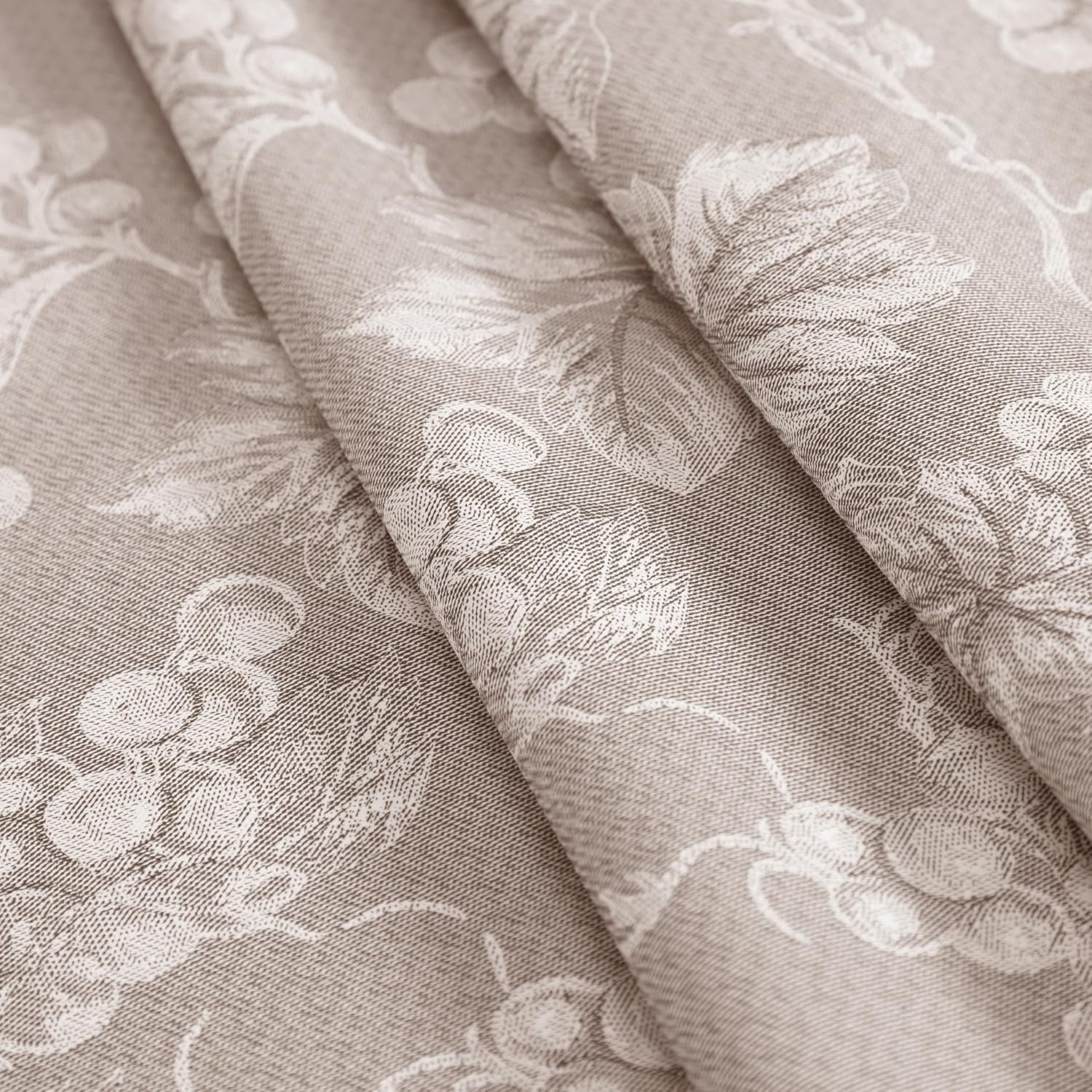 Taupe Grapevine Print Vinyl Tablecloth with Flannel Backing