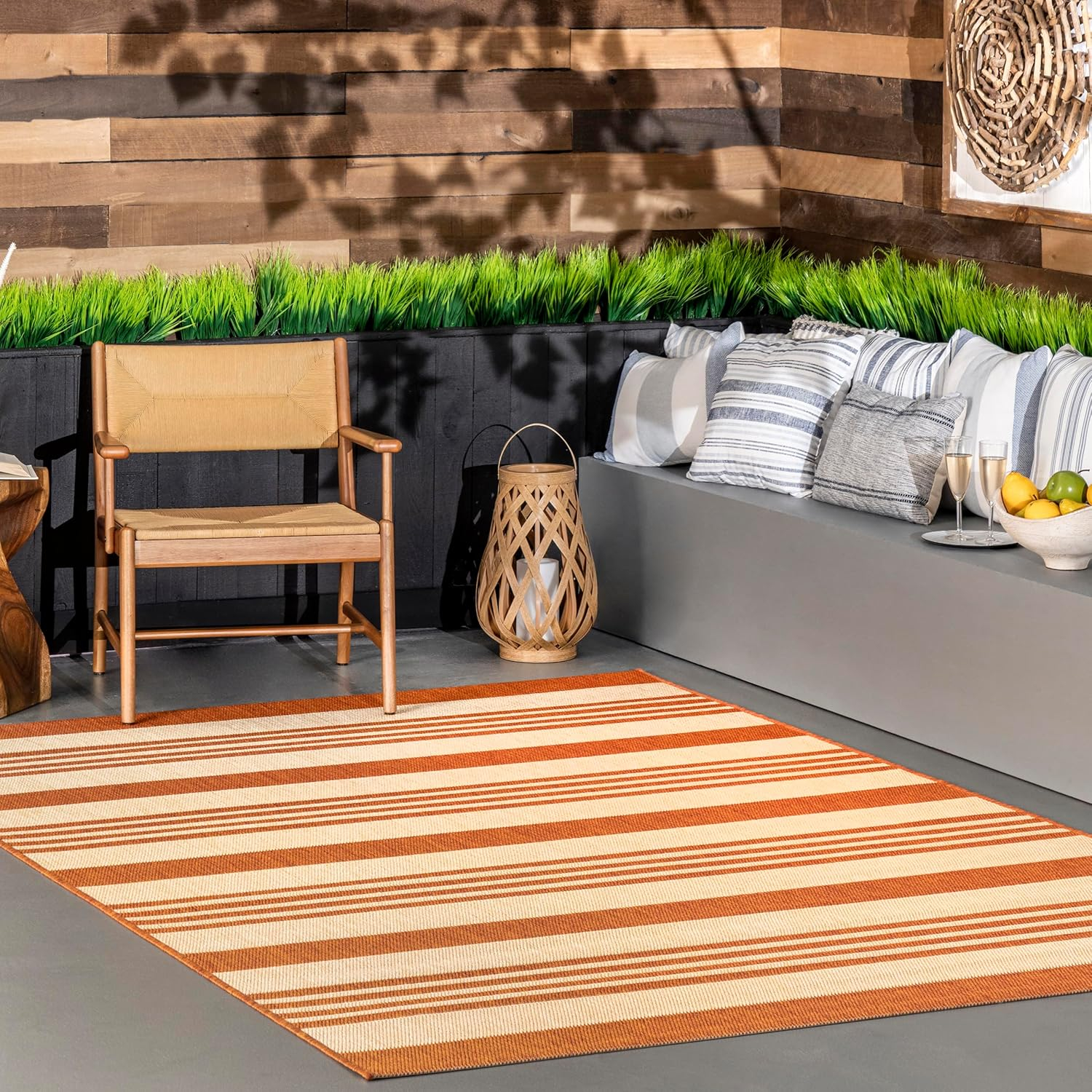 nuLOOM Heidi Multi Striped Indoor/Outdoor Area Rug, 6' 3" x 9' 2", Terracotta