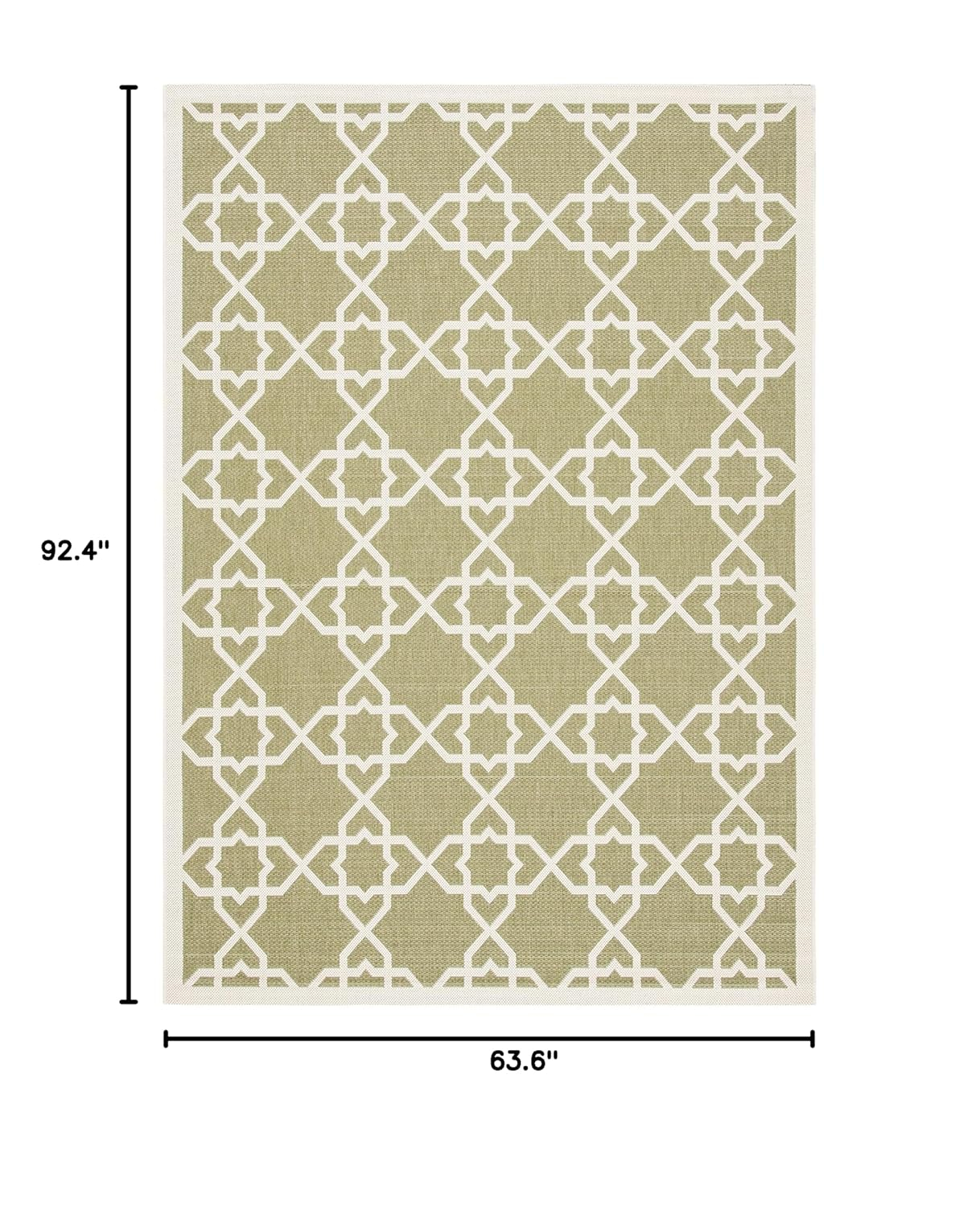 SAFAVIEH Courtyard Carol Geometric Indoor/Outdoor Area Rug, 5'3" x 7'7", Green/Beige