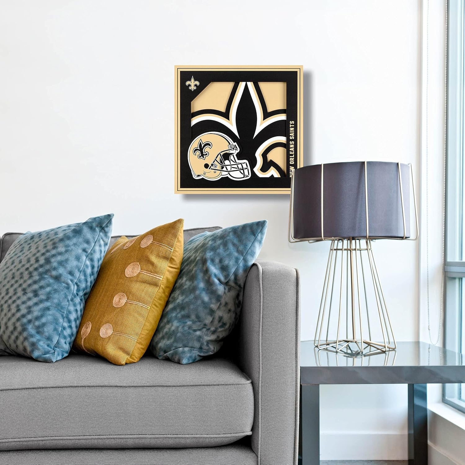 YTF NFL New Orleans Saints 3D Logo Series Wall Art 12X12