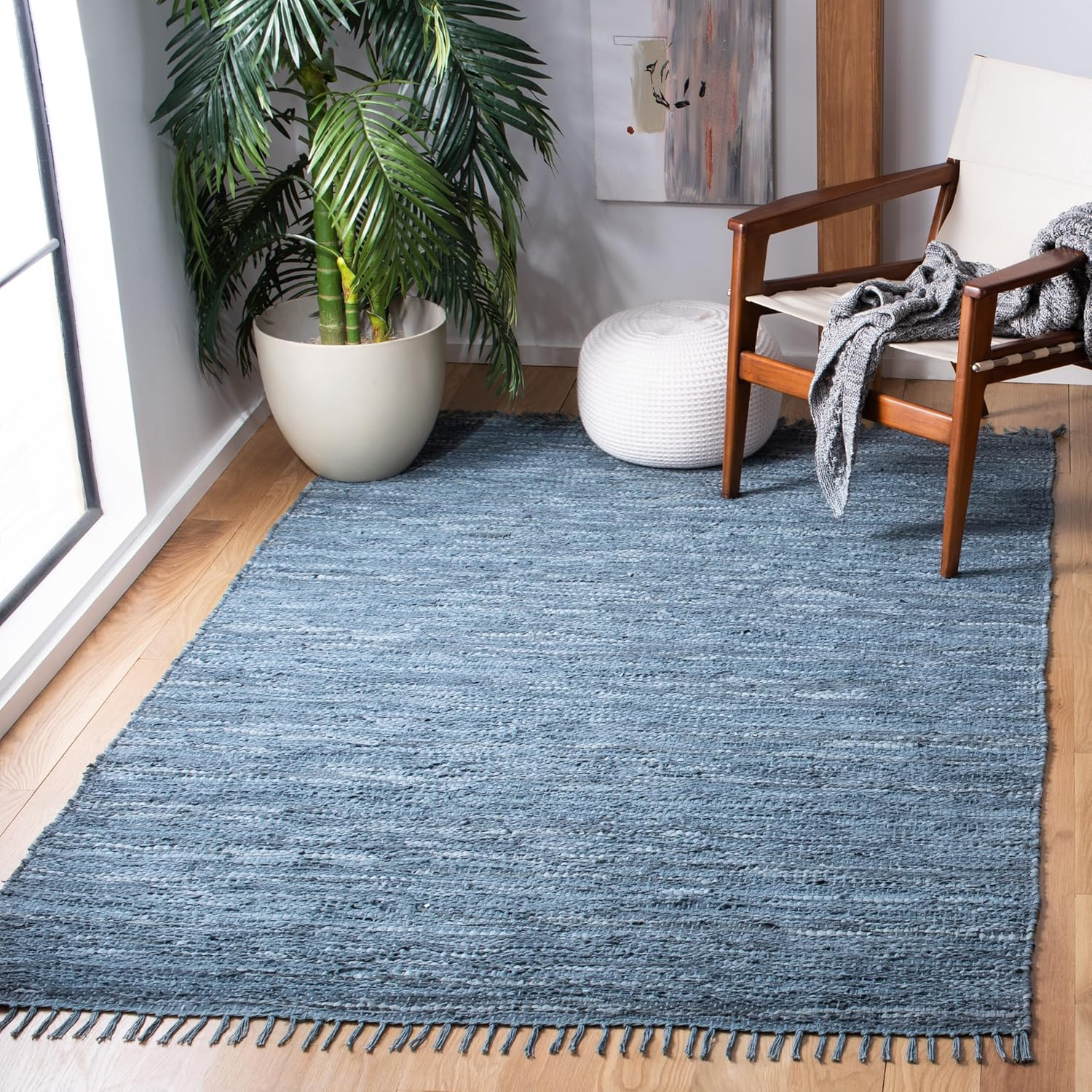 SAFAVIEH Vintage Leather Christal Solid Area Rug, Blue/Grey, 5' x 8'