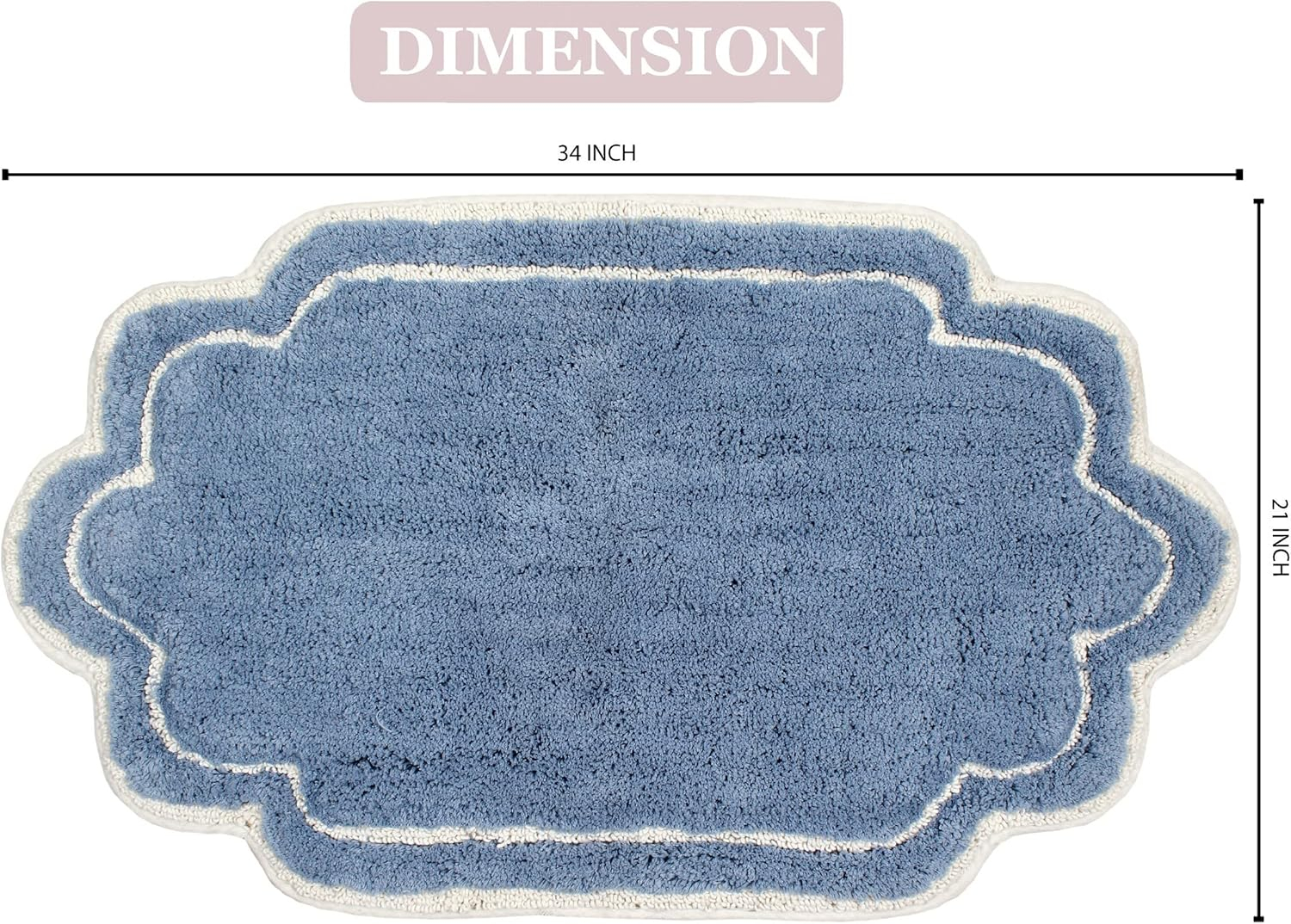 Home Weavers Inc Home Weavers Allure Collection Absorbent Cotton, Machine Washable and Dry Bath Rugs Blue 21"x34"