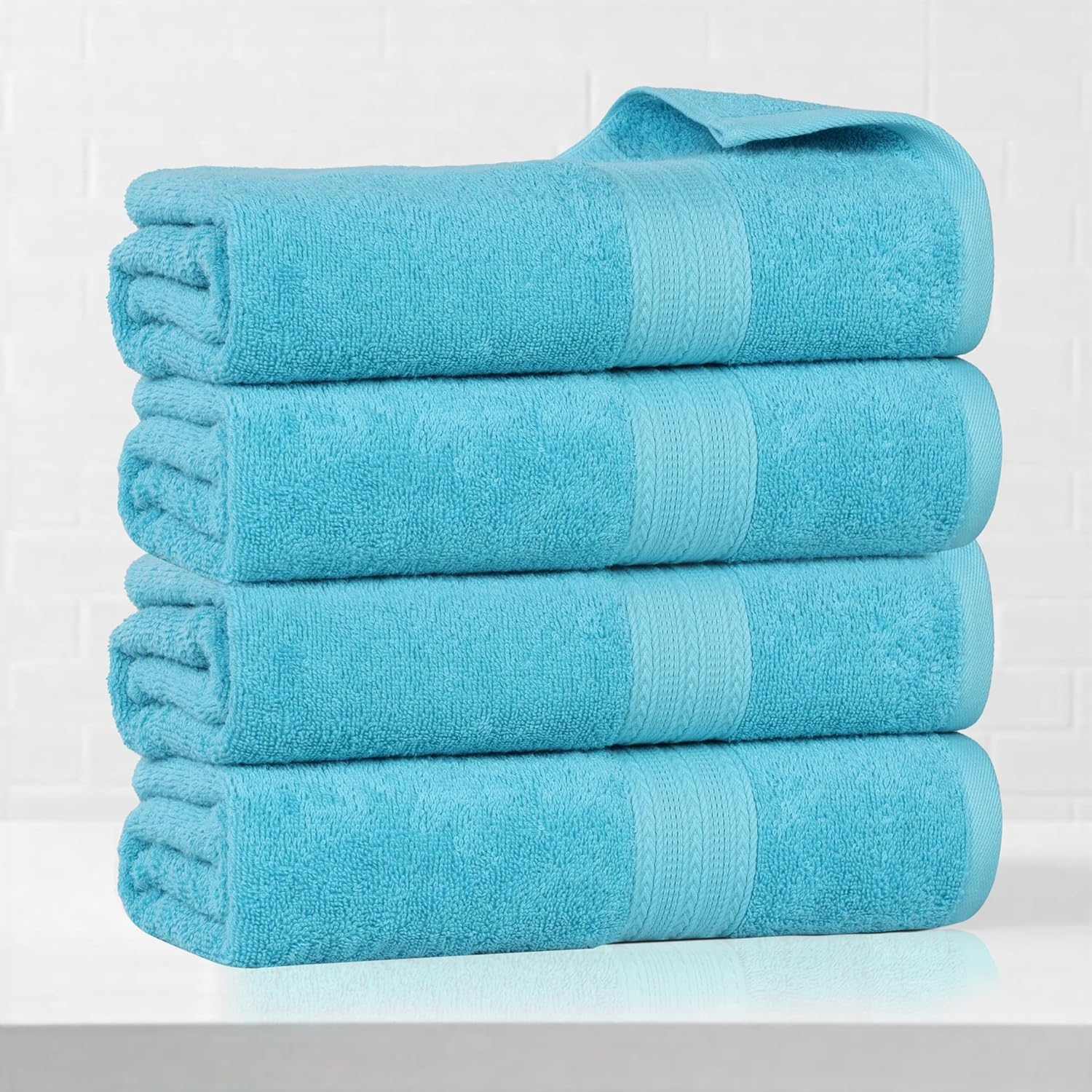 Superior Eco-Friendly Cotton 4-Piece, Turquoise, Bath Towel Set