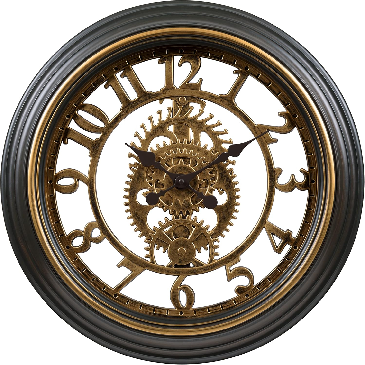 La Crosse Clock 20-inch Bronze Antiqued Gears Vintage Quartz Analog Wall Clock, 404-3051C