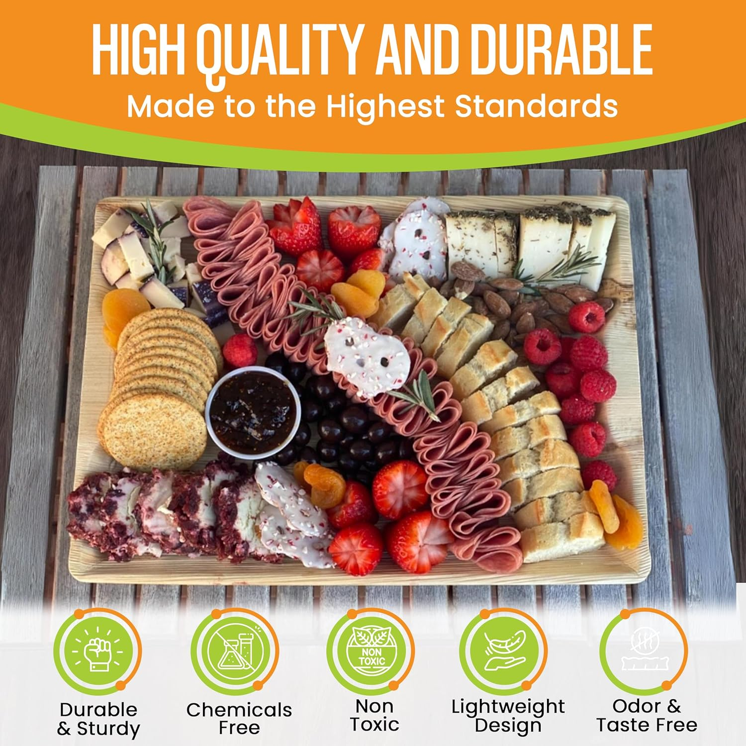 Eco-Friendly 14" x 11" Palm Leaf Disposable Serving Trays