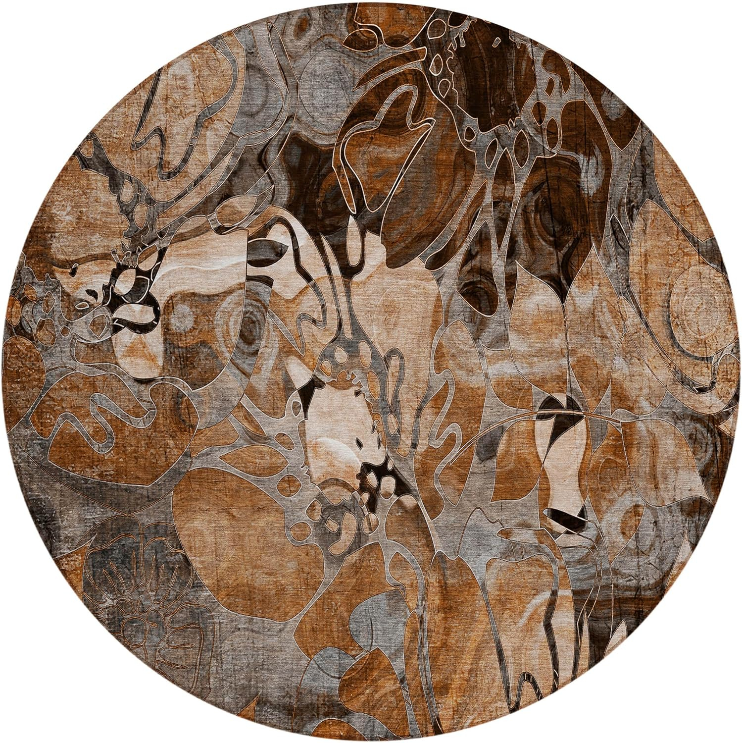Chantille ACN558 Paprika 8 ft. x 8 ft. Round Machine Washable Indoor/Outdoor Geometric Area Rug