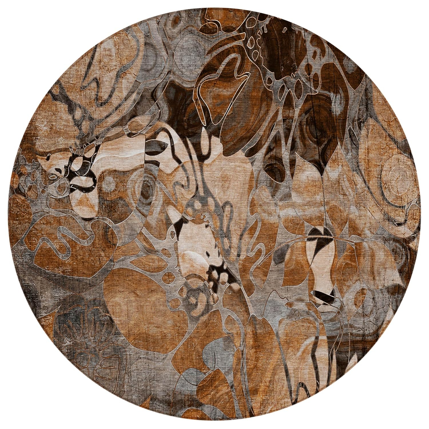 Chantille ACN558 Paprika 8 ft. x 8 ft. Round Machine Washable Indoor/Outdoor Geometric Area Rug