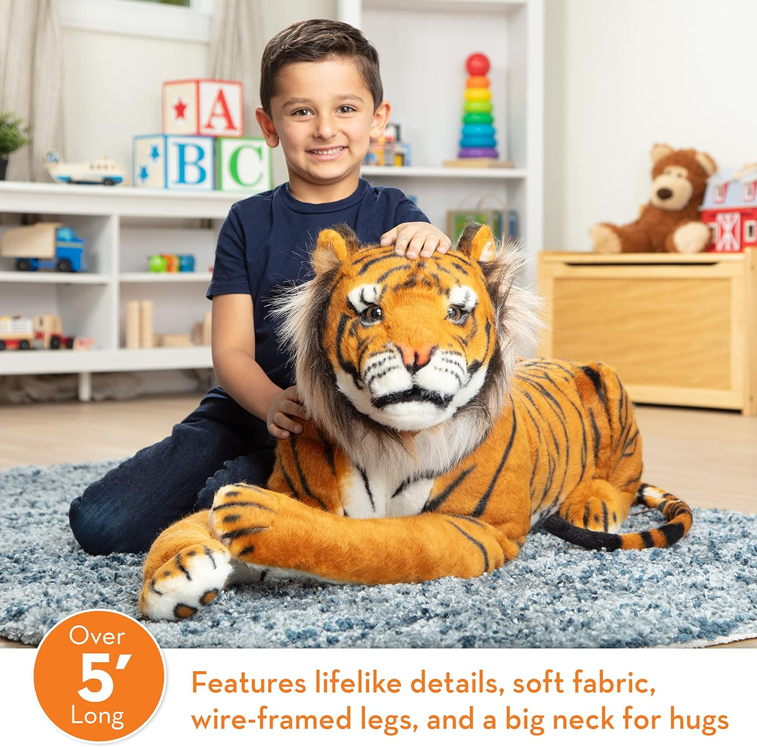 Melissa & Doug Giant Tiger - Lifelike Stuffed Animal, Over 5 Feet Long (Includes Tail)
