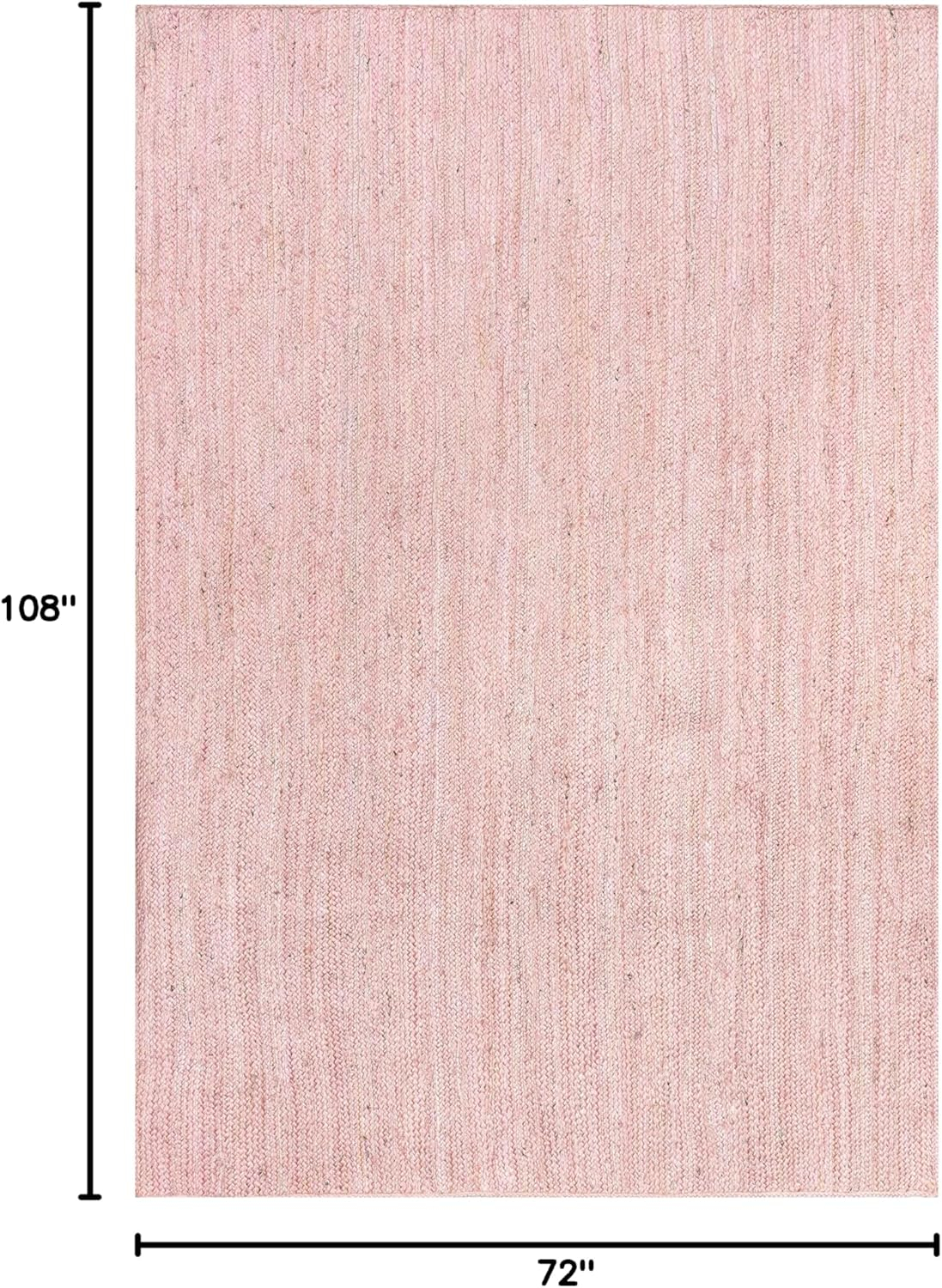 nuLOOM 6x9 Rigo Jute Hand Woven Area Rug, Pink, Solid Farmhouse Design, Natural Fiber, For Bedroom, Living Room, Dining Room, Hallway, Office, Kitchen, Entryway