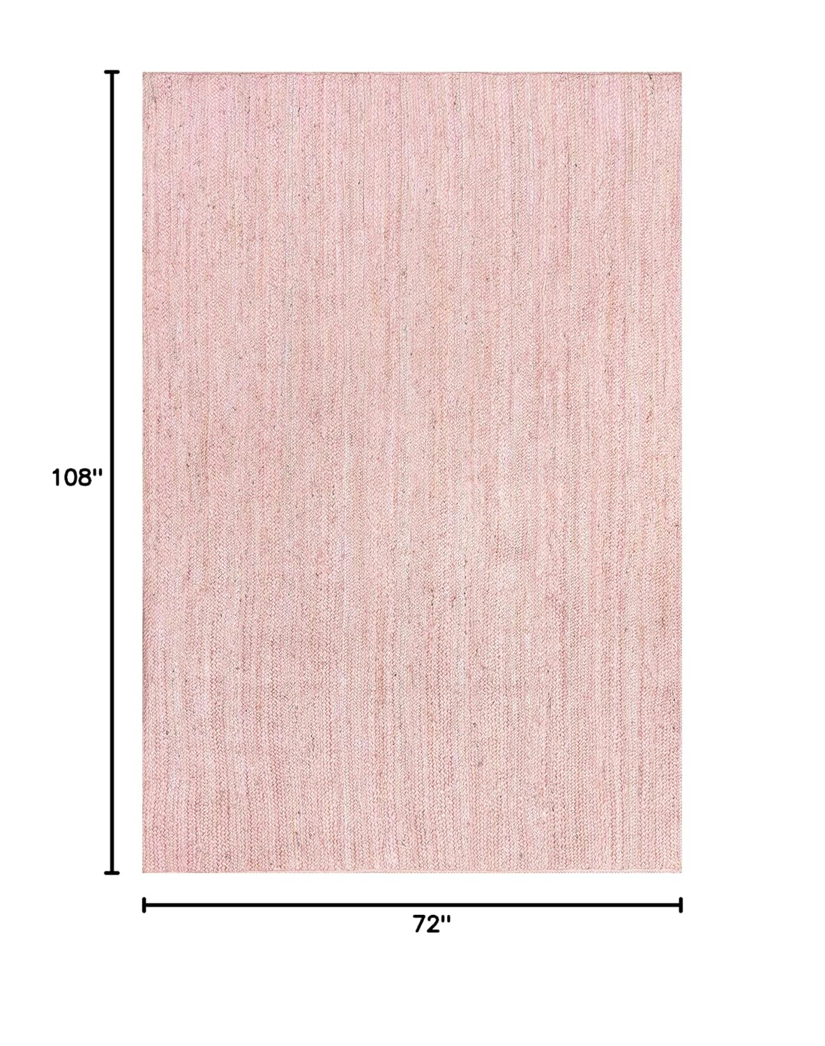 nuLOOM 6x9 Rigo Jute Hand Woven Area Rug, Pink, Solid Farmhouse Design, Natural Fiber, For Bedroom, Living Room, Dining Room, Hallway, Office, Kitchen, Entryway