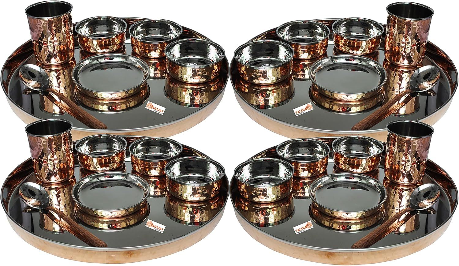 28-Piece Copper and Stainless Steel Round Dinnerware Set