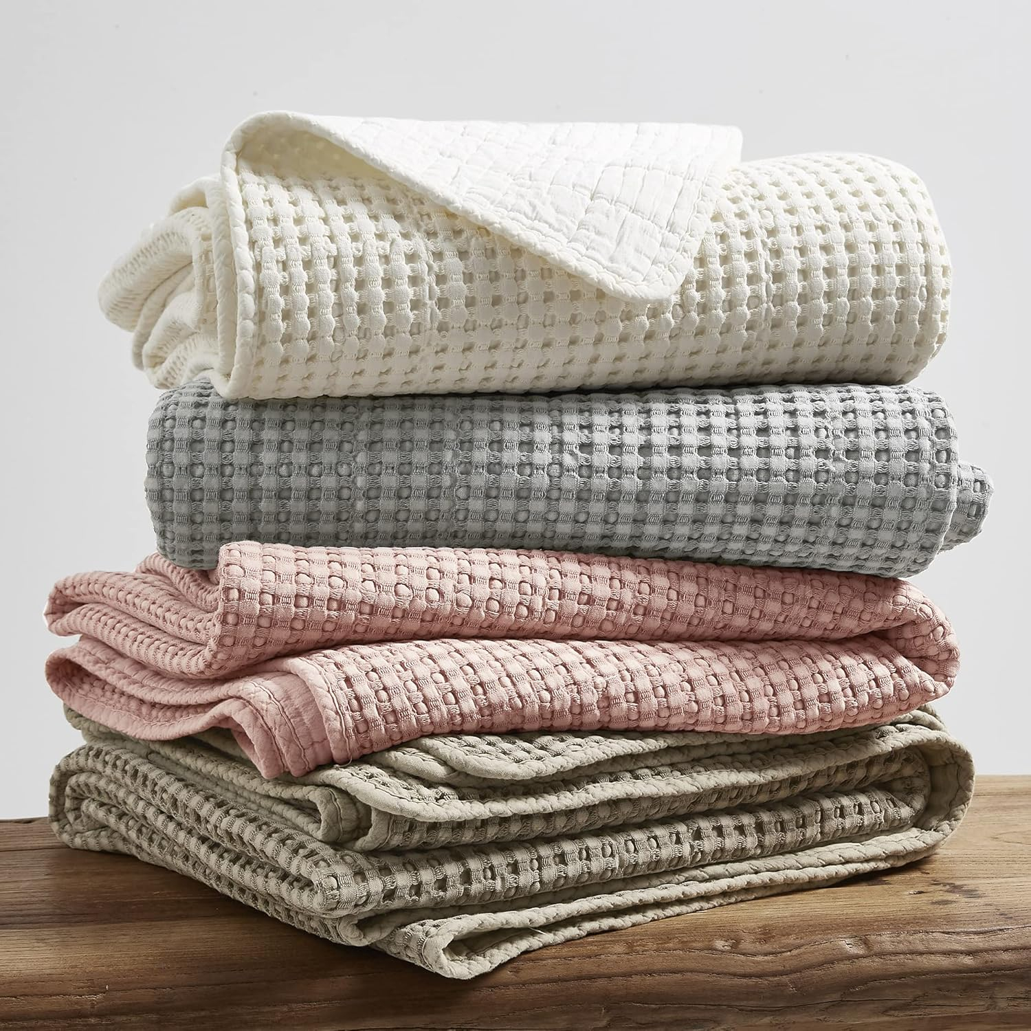 Levtex Home - Mills Waffle - Full Bedspread Set - Cream Cotton Waffle - Bedspread Size (100 x 104in.), Sham Size (26 x 20in.)