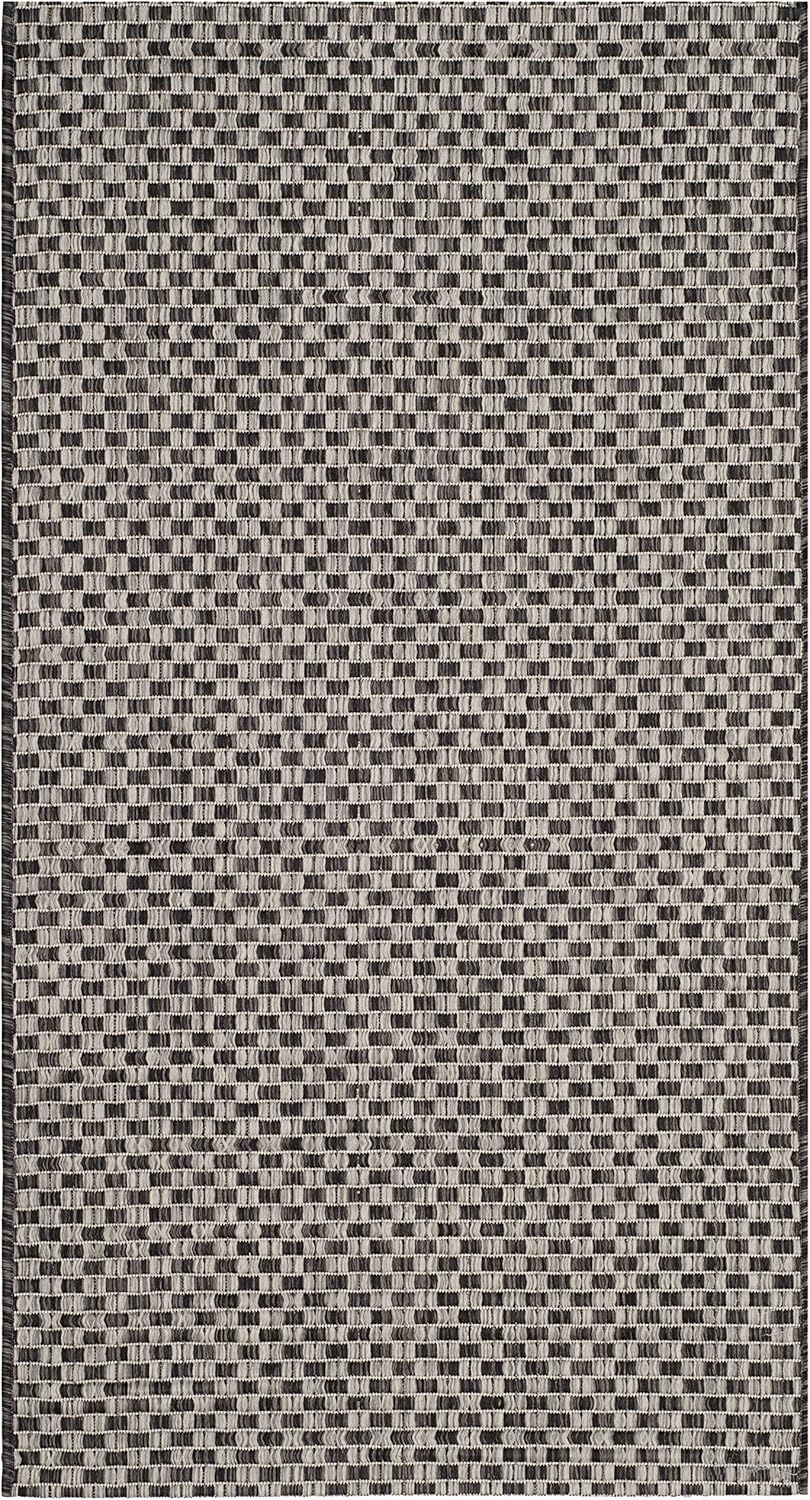 SAFAVIEH Courtyard Blair Geometric Indoor/Outdoor Area Rug, 2' x 3'7", Black/Light Grey