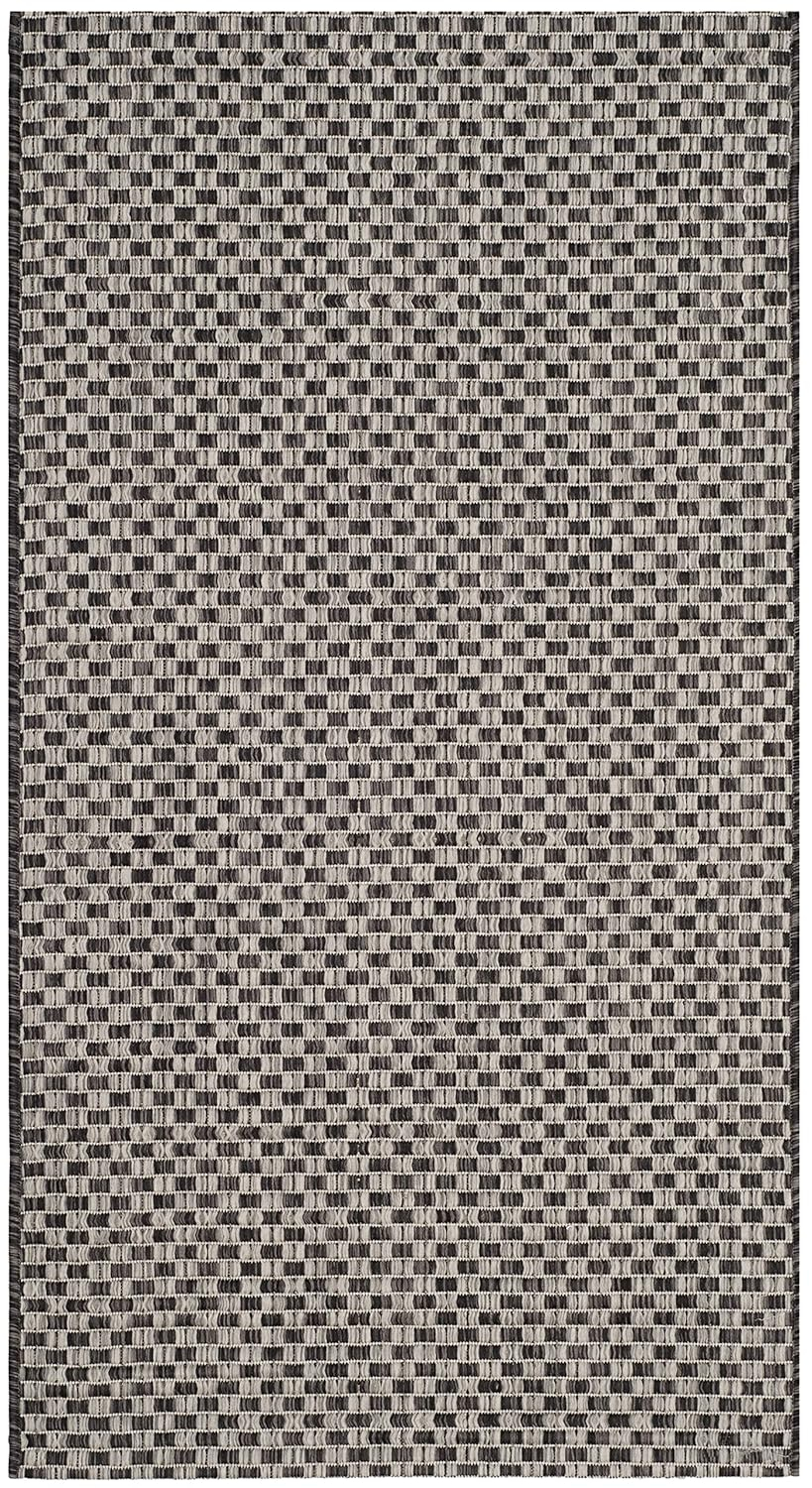 SAFAVIEH Courtyard Blair Geometric Indoor/Outdoor Area Rug, 2' x 3'7", Black/Light Grey
