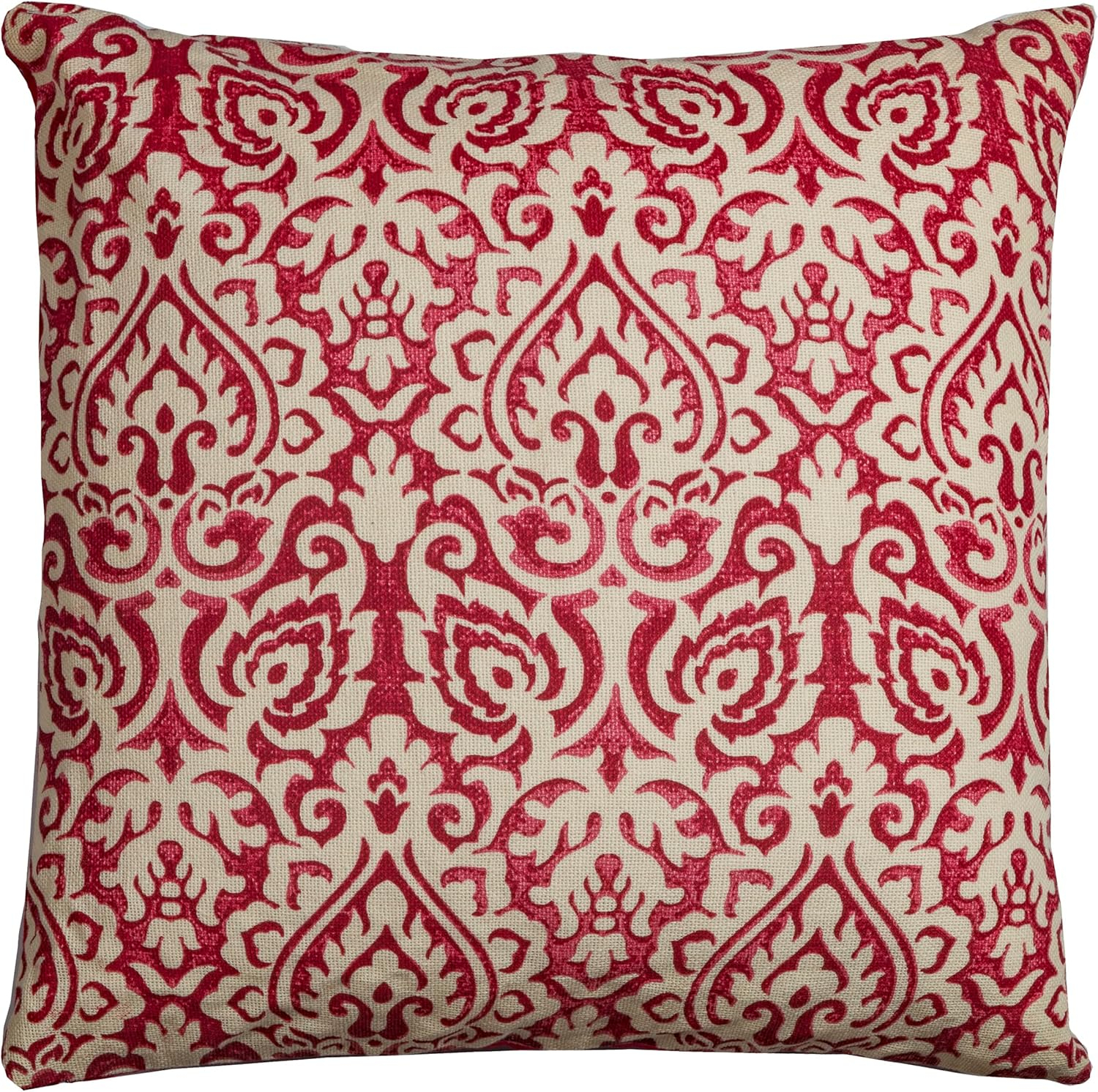 Rizzy Home Damask 22" x 22" Cotton Pillow Cover in Red/Natural