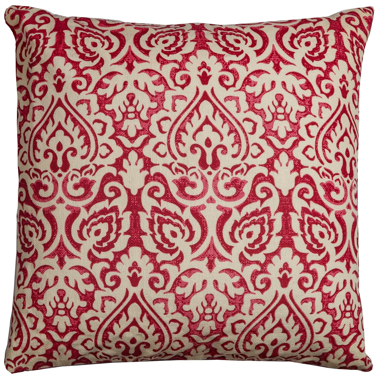 Rizzy Home Damask 22" x 22" Cotton Pillow Cover in Red/Natural