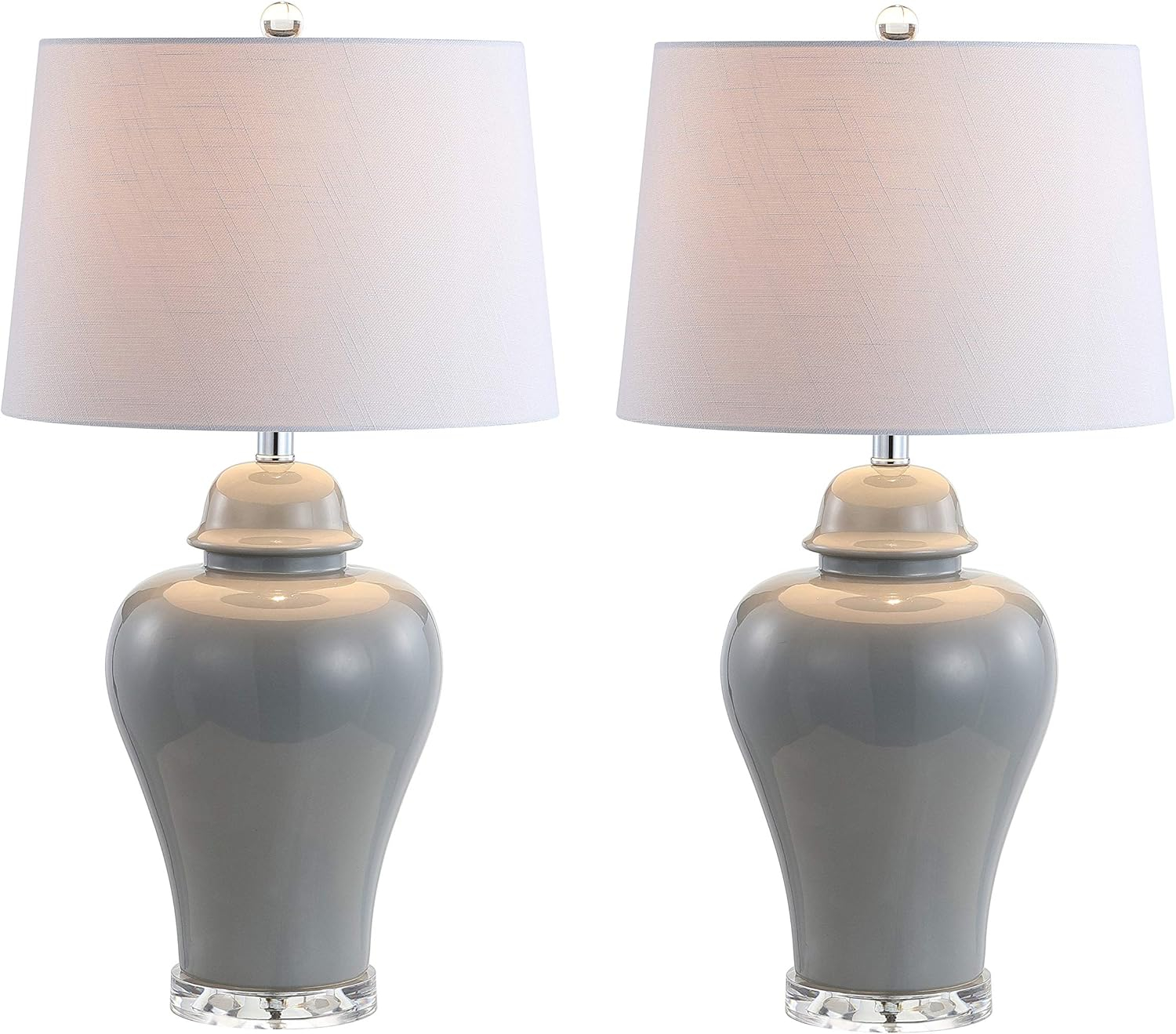 JONATHAN Y JYL4020A-SET2 Winnie 27" Ceramic Urn LED Table Lamp, Contemporary, Transitional for living room, dinning room, bedroom, office Bulb Included, Grey (Set of 2)