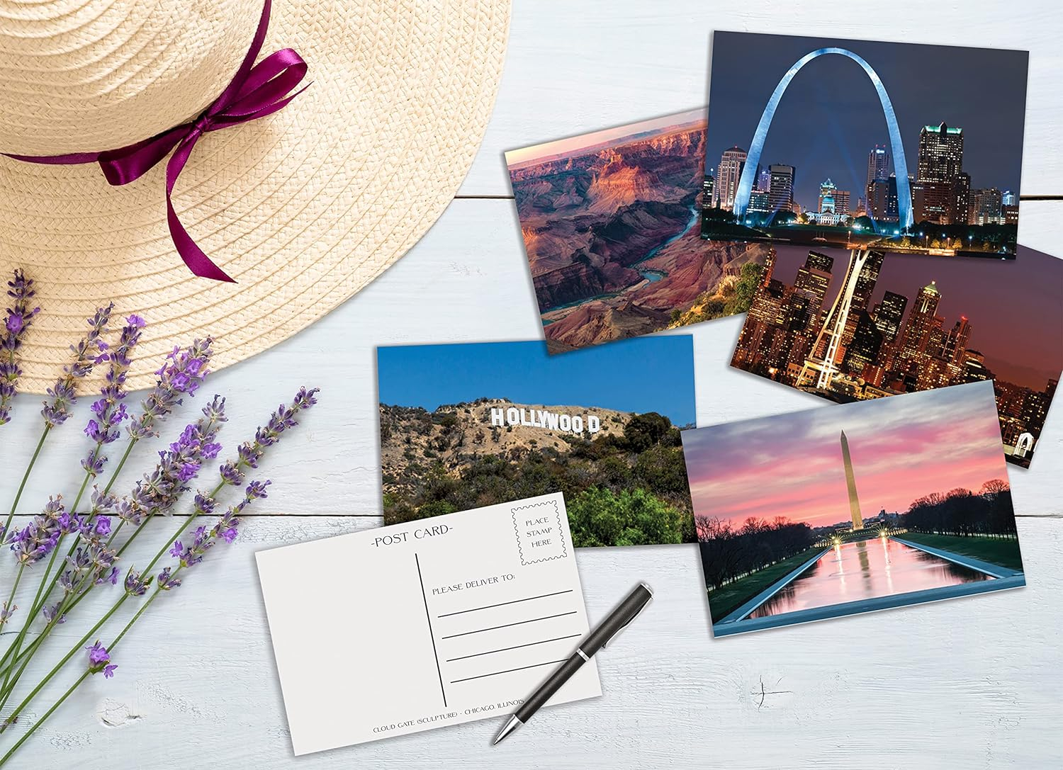 High Gloss Travel Postcards of Famous US Landmarks, 4 x 6 inch, 50 Pack