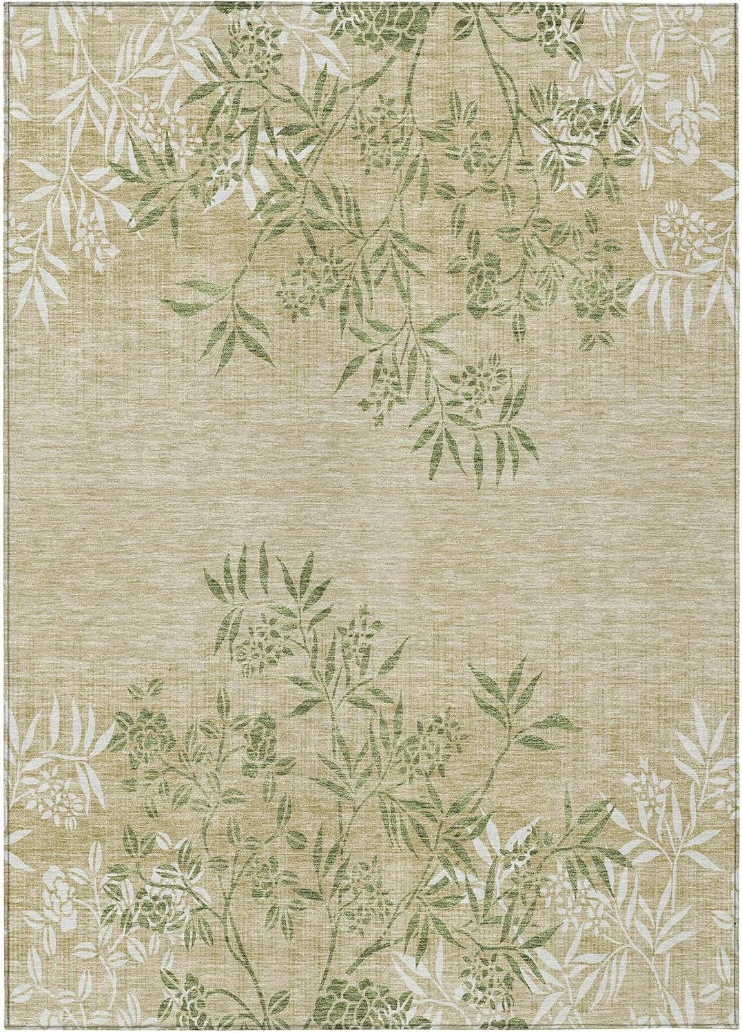 Addison Rugs Chantille Indoor/Outdoor Transitional Floral Khaki Washable Rectangle Rug, 2'6" x 3'10"