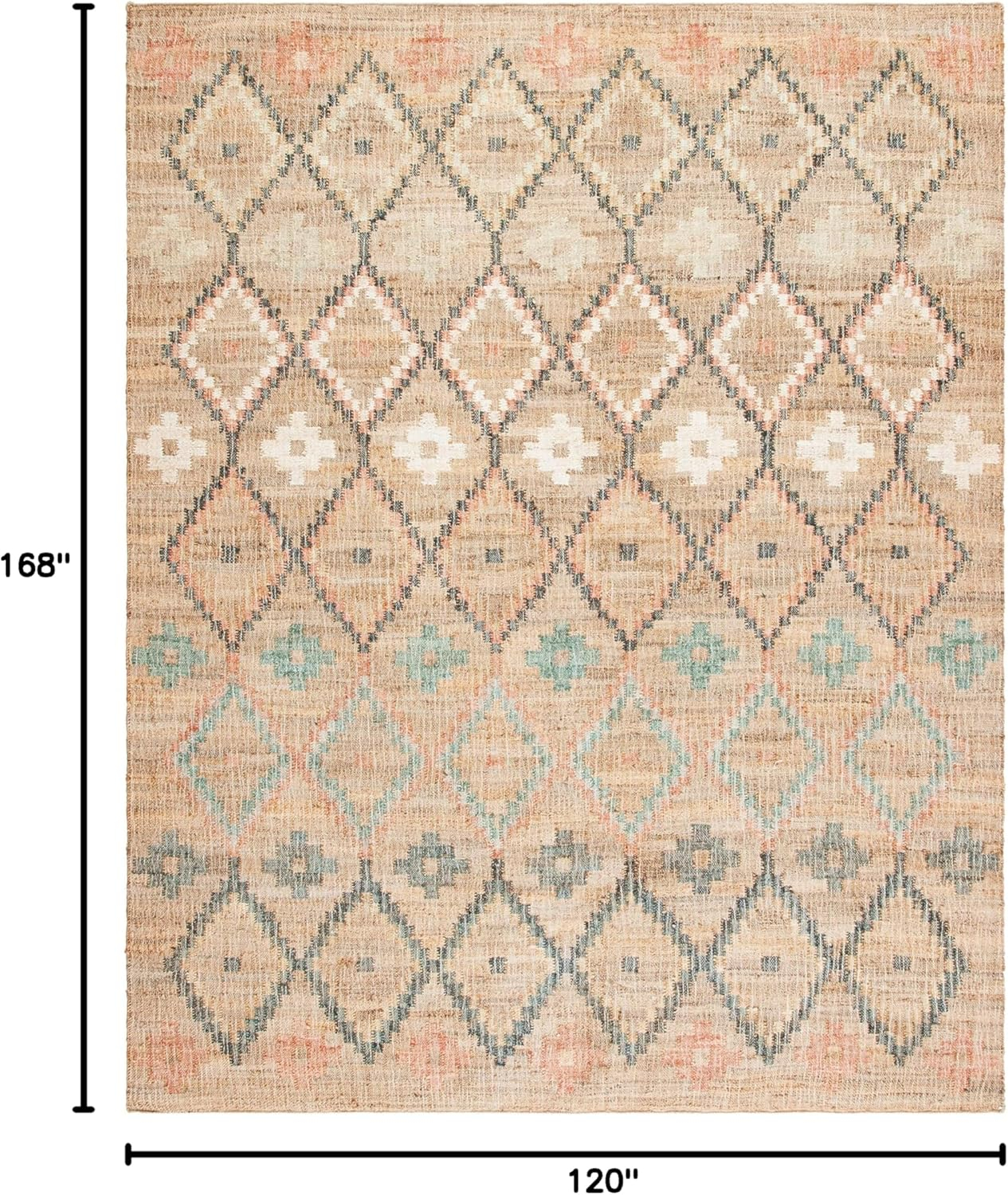 SAFAVIEH Kilim Mendoza Geometric Area Rug, Natural/Blue, 10' x 14'