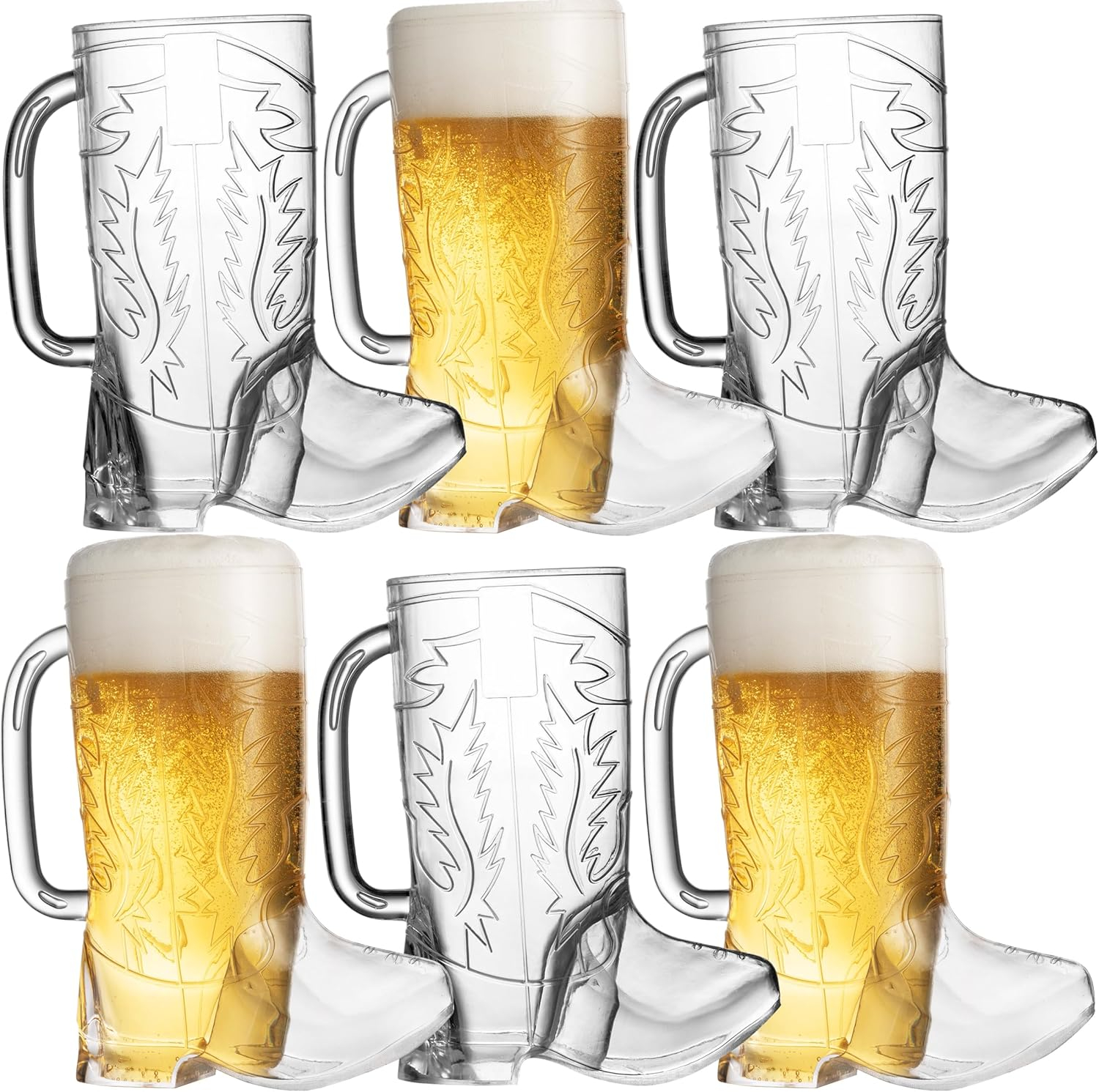 JoyServe 17 Oz Cowboy Boot Mug with Handle Western Themed Cup Party Decorations, 6-Pack