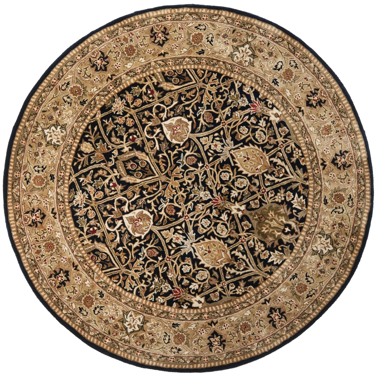 SAFAVIEH Persian Legend Collection 8' Round Blue/Gold PL519C Handmade Traditional Premium Wool Area Rug