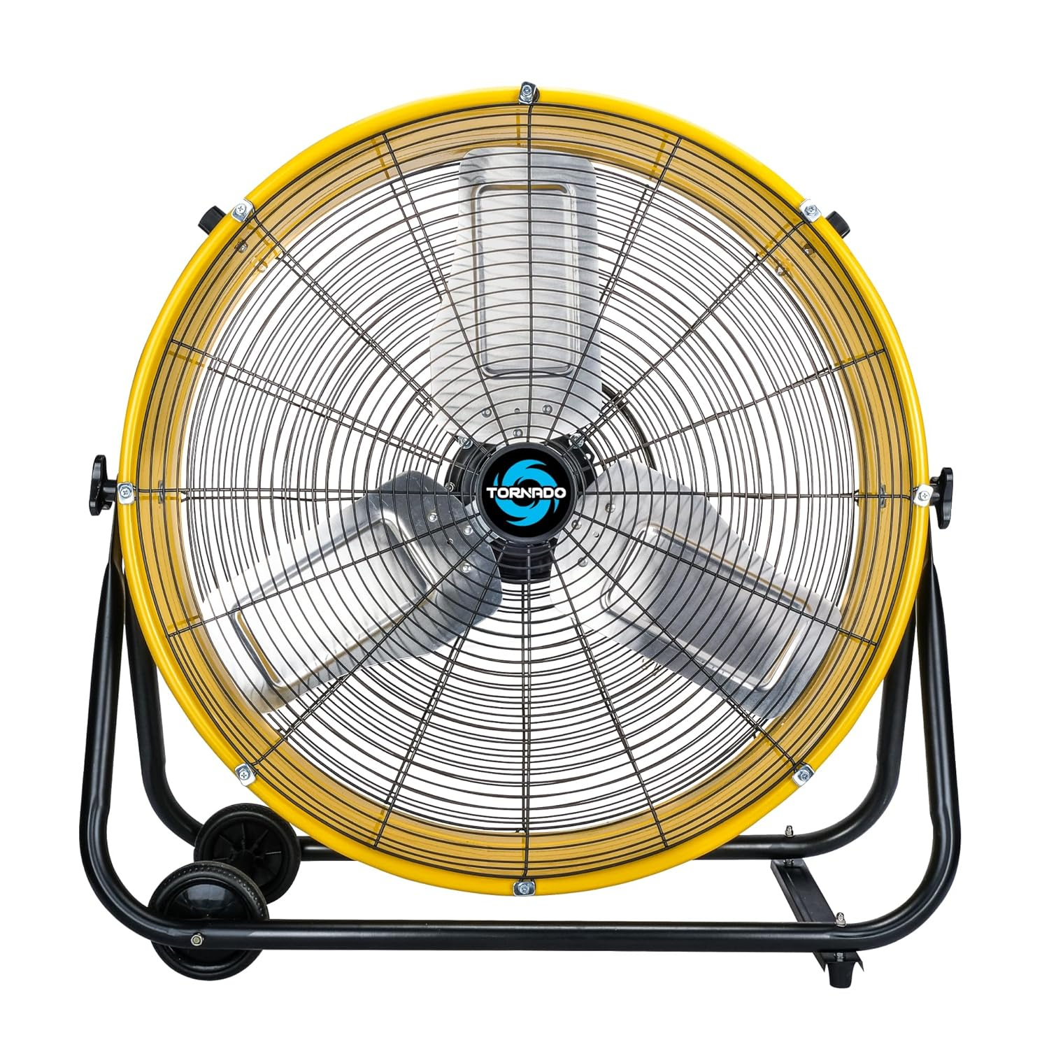 24-Inch Yellow High Velocity Industrial Metal Floor Fan