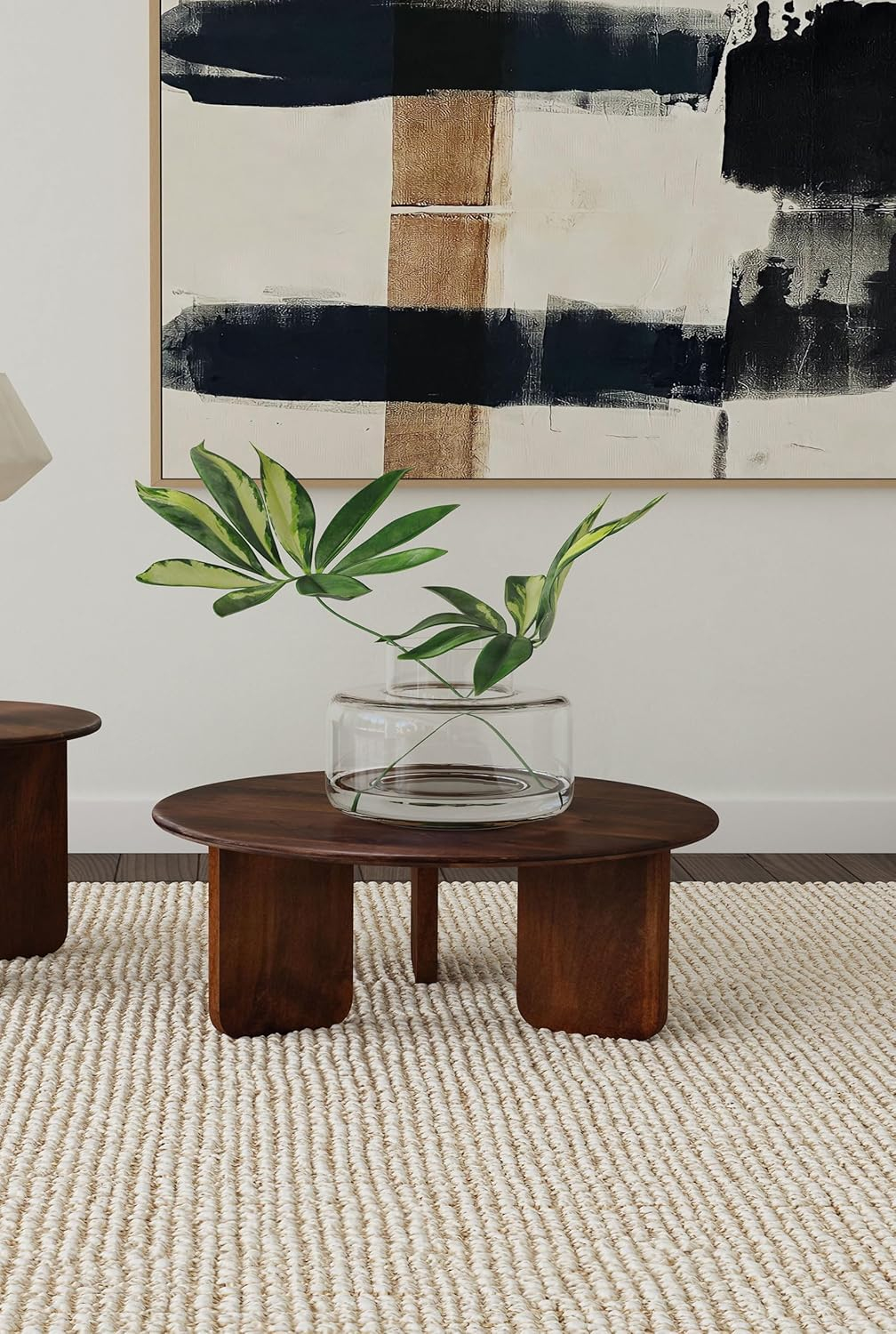 Coaster Dale Mid -Century Modern Round Solid Mango Wood Coffee Table Brown